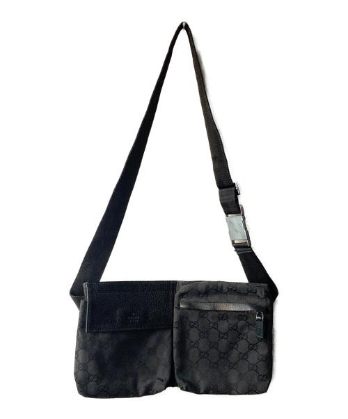 中古・古着通販】GUCCI (グッチ) GGキャンバスウエストポーチ ブラック