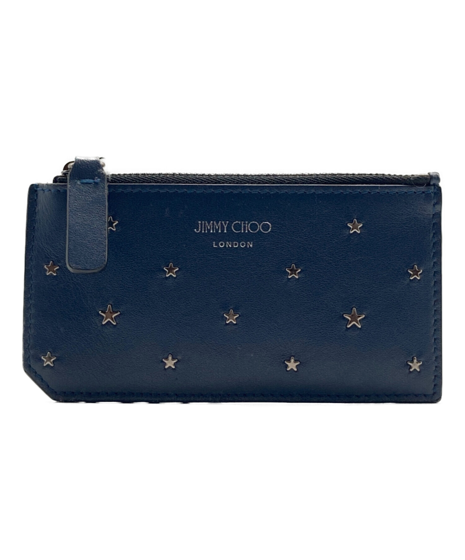 Jimmy Choo LONDON 二つ折り財布 ネイビー（箱あり）中古 中古・古着通販】JIMMY CHOO (ジミーチュウ) レザーフラグメントケース