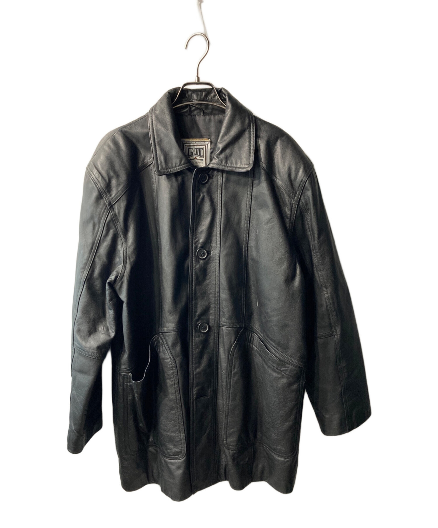 中古・古着通販】USED (ユーズド) レザーハーフコート ブラック サイズ