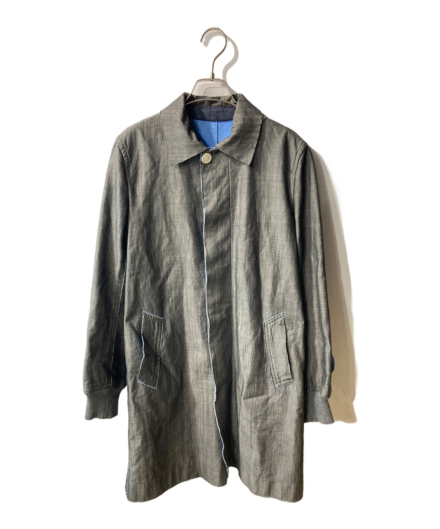sacai ステンカラーコート 中古・古着通販】sacai (サカイ) カットオフステンカラーコート グレー