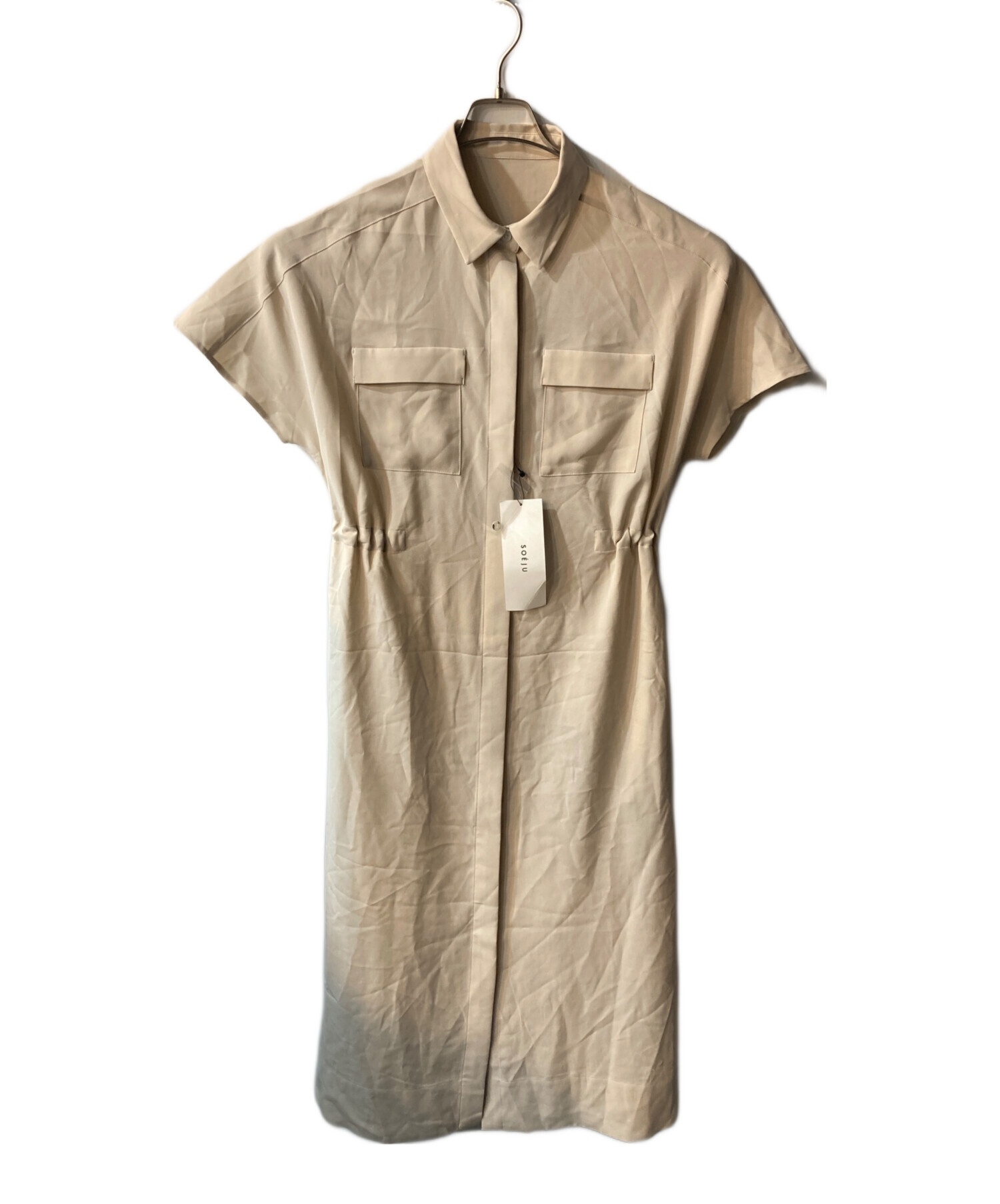 【極美品】SOÉJU ソージュ ロングシャツワンピース ベージュ Mサイズ 中古・古着通販】SOEJU (ソージュ) ロングシャツワンピース ベージュ
