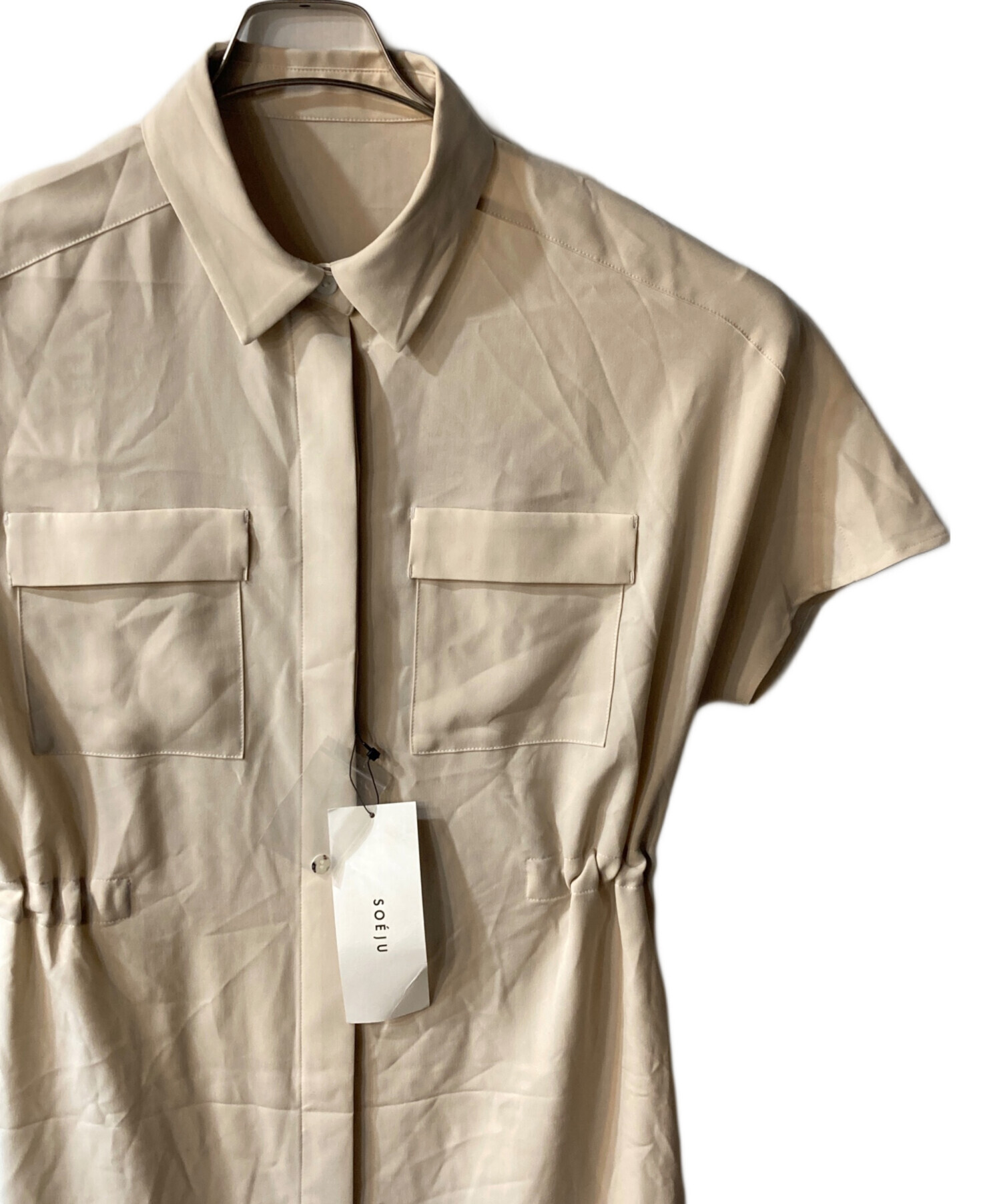 中古・古着通販】SOEJU (ソージュ) ロングシャツワンピース ベージュ