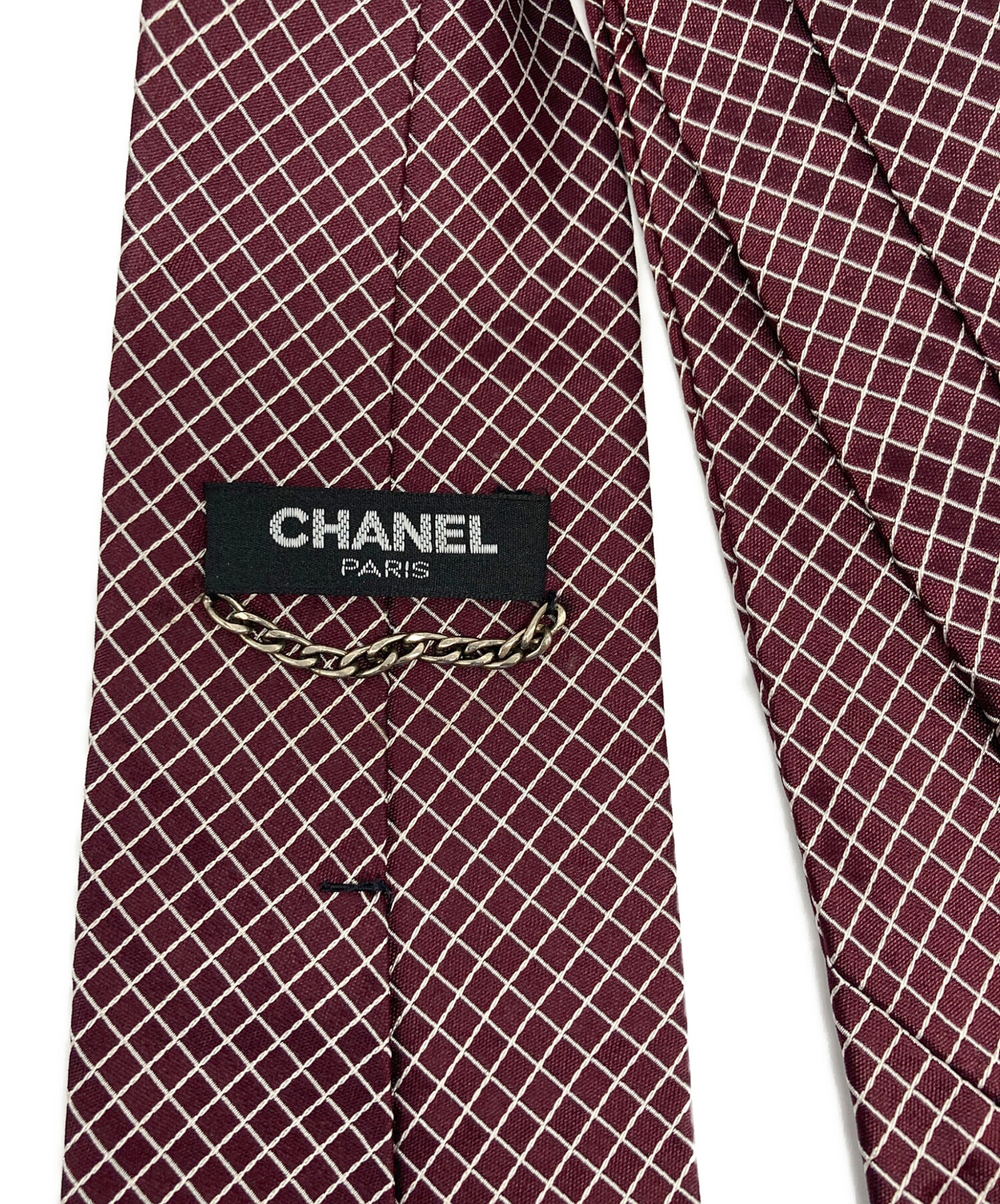 中古・古着通販】CHANEL (シャネル) チェーン装飾 チェックネクタイ
