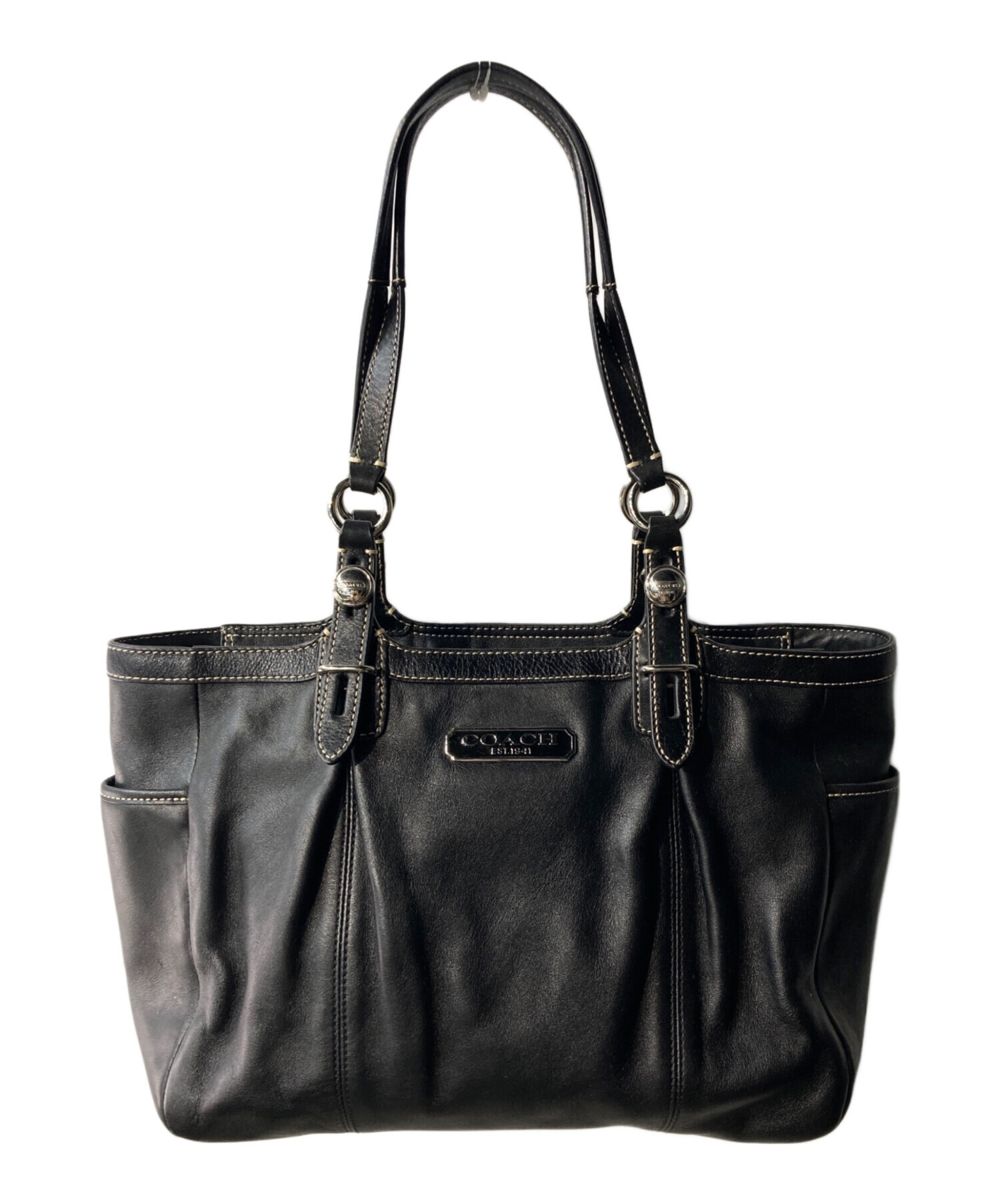 中古・古着通販】COACH (コーチ) レザートートバッグ ブラック