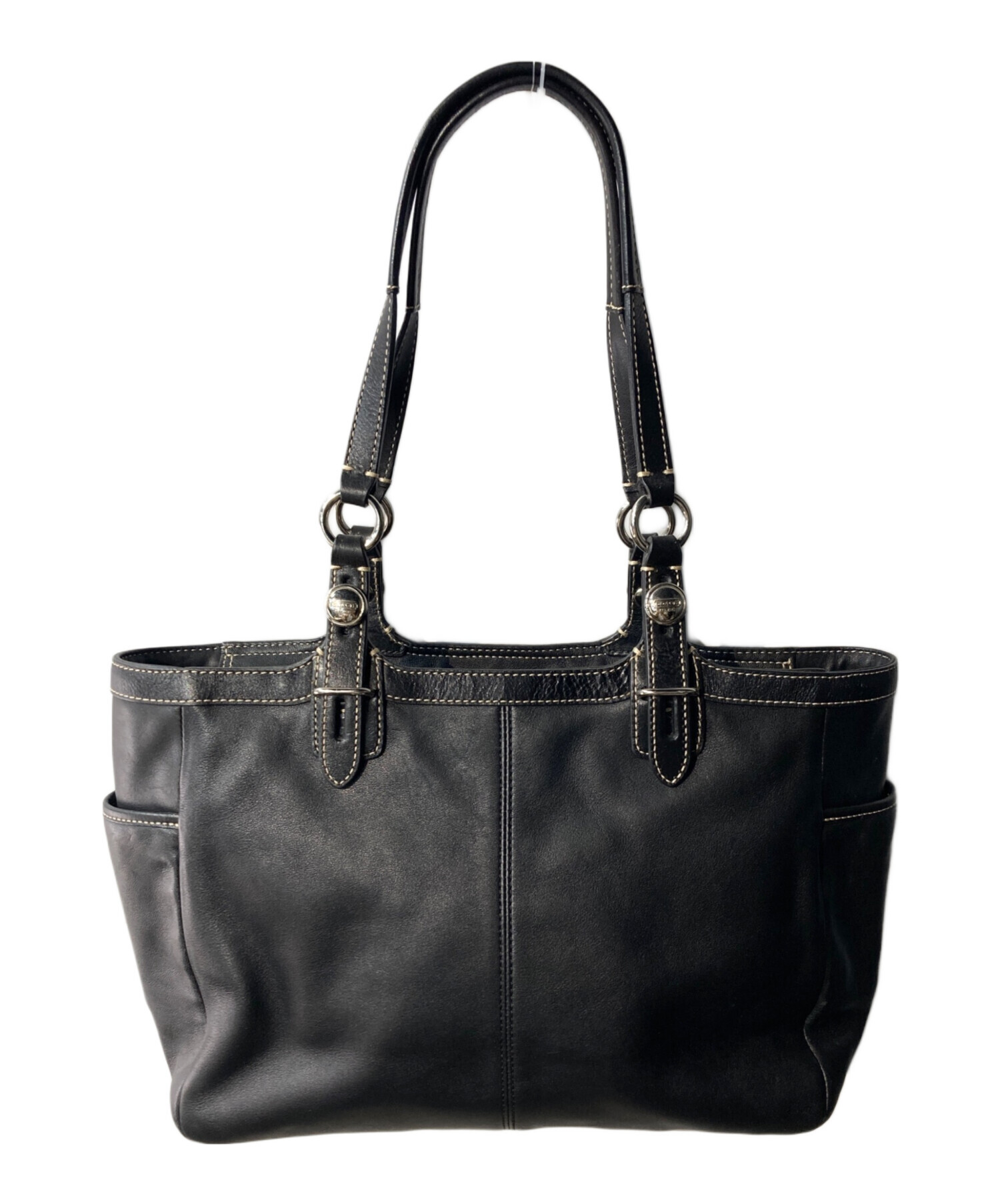 中古・古着通販】COACH (コーチ) レザートートバッグ ブラック