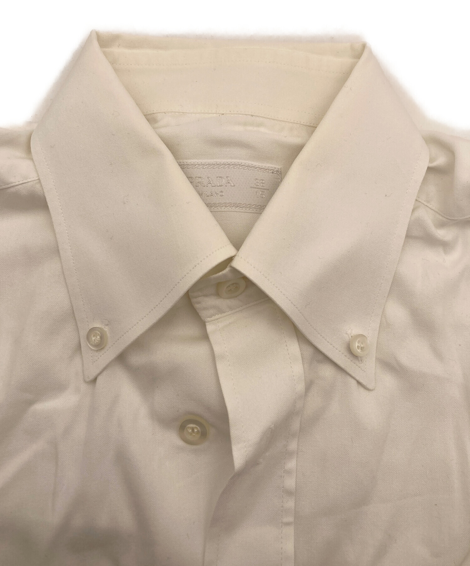 中古・古着通販】PRADA (プラダ) ボタンダウンシャツ ホワイト サイズ