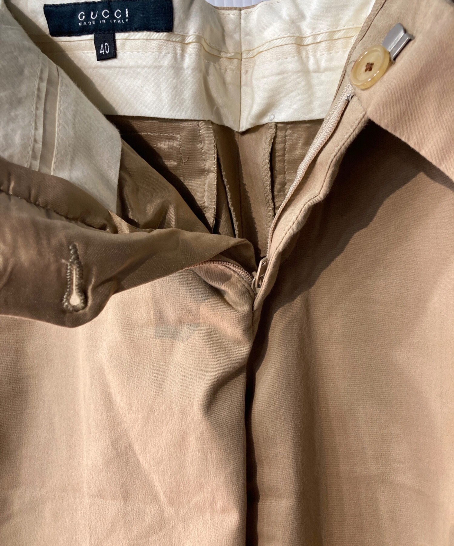 中古・古着通販】GUCCI (グッチ) ジップフライチノパン ブラウン