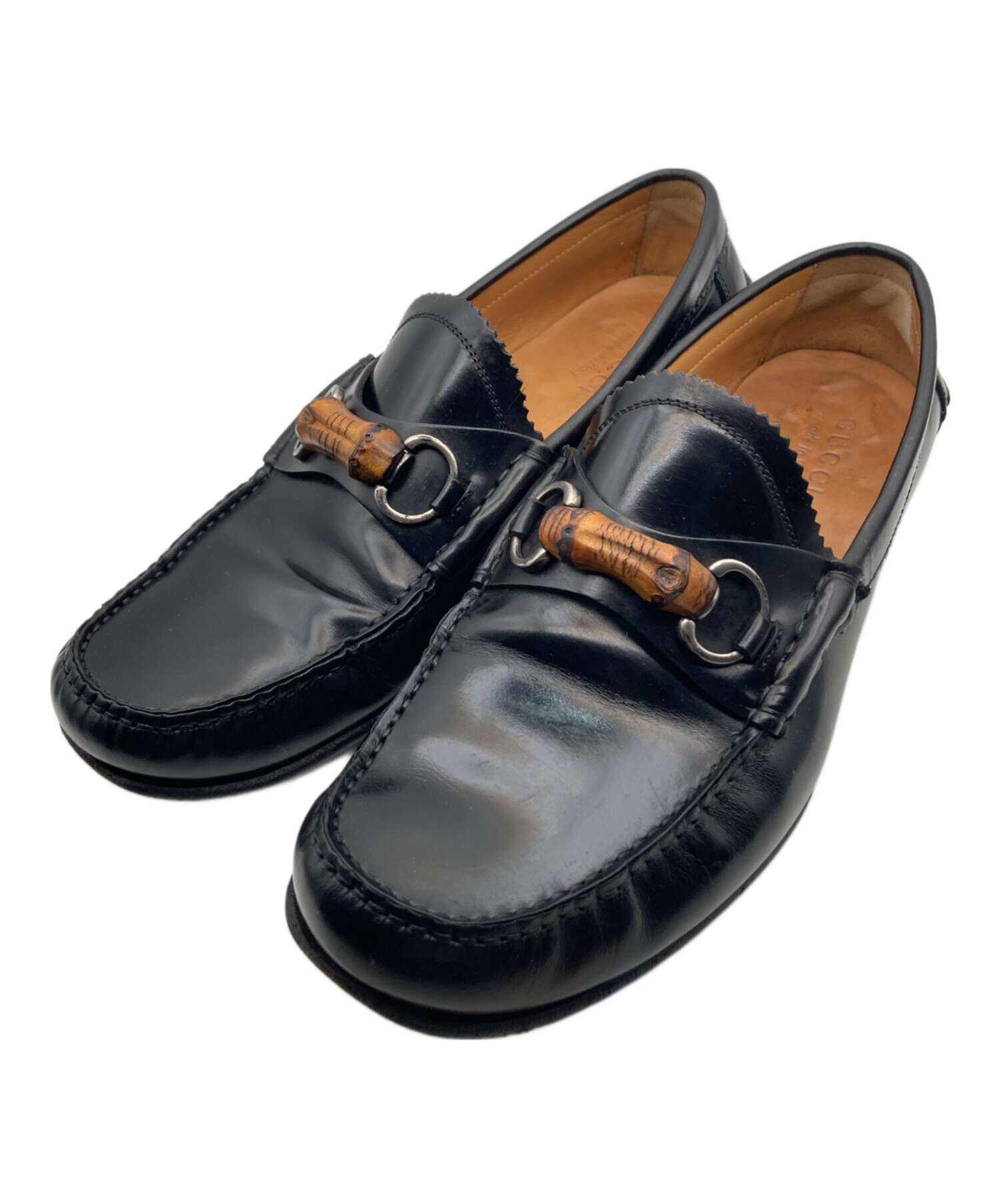 GUCCI*グッチ　ローファー　バンブー　レザー　ブラック　イタリア 361/2 中古・古着通販】GUCCI (グッチ) バンブービットローファー ブラック