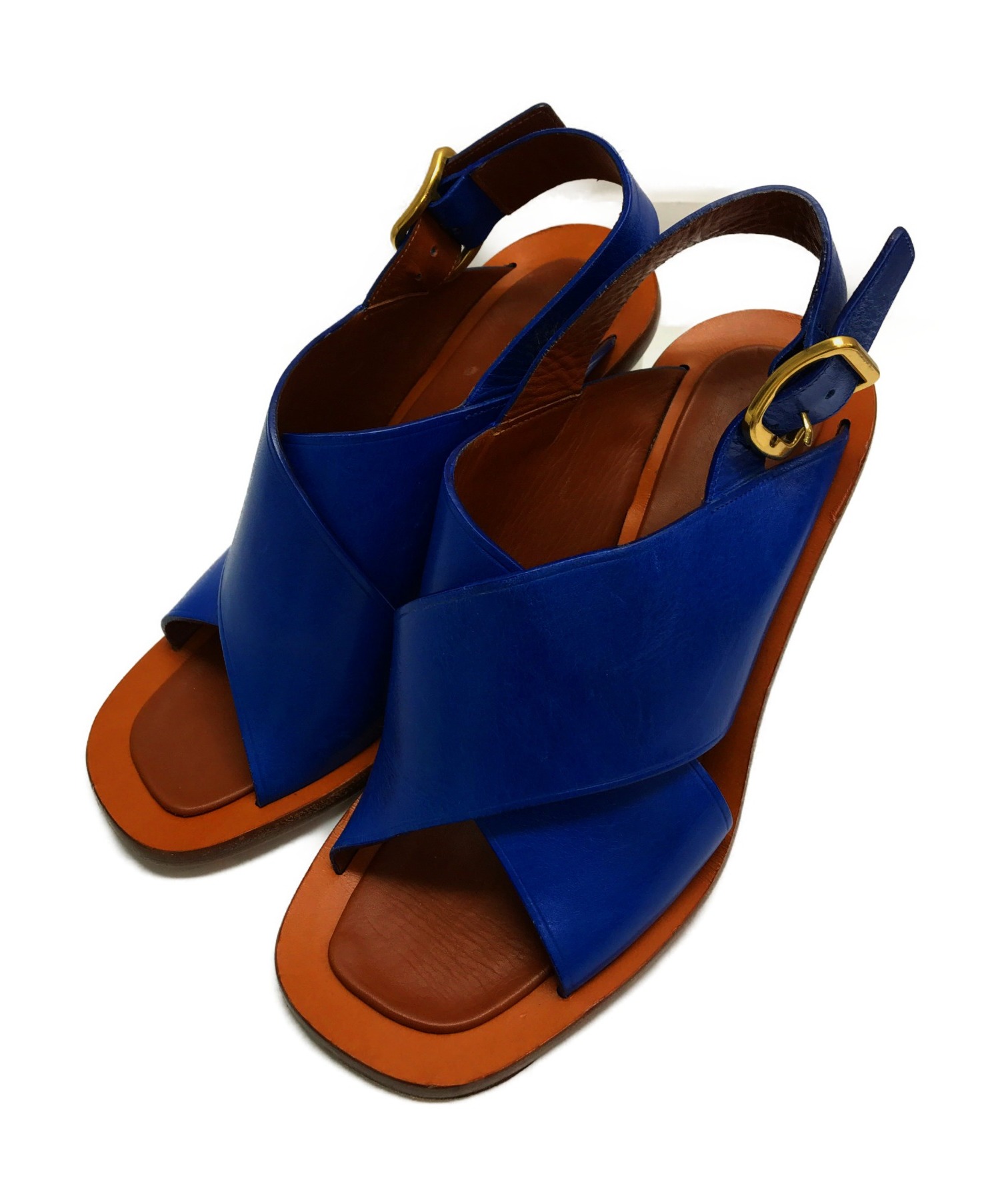 中古・古着通販】CELINE (セリーヌ) バンバンサンダル ブルー×ブラウン