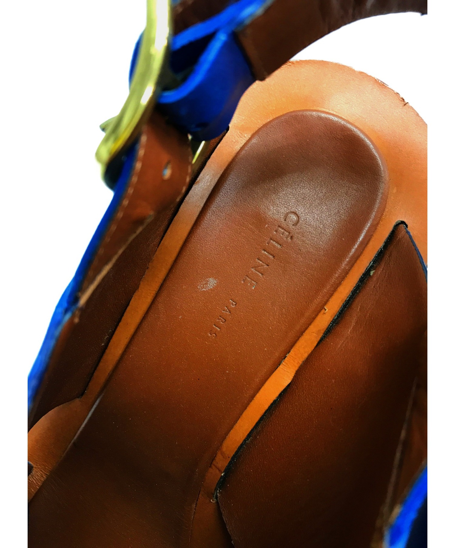 中古・古着通販】CELINE (セリーヌ) バンバンサンダル ブルー×ブラウン