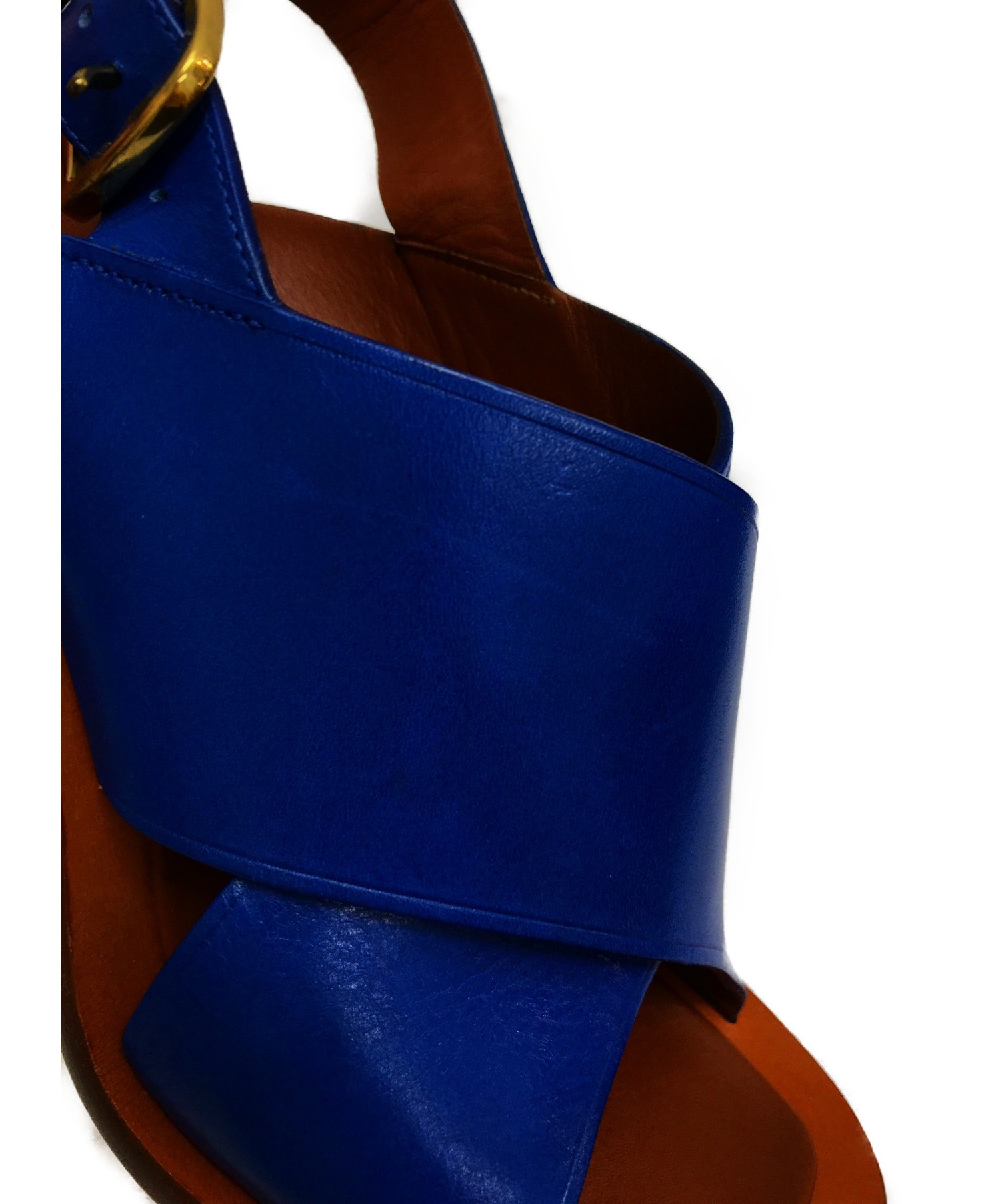 中古・古着通販】CELINE (セリーヌ) バンバンサンダル ブルー×ブラウン