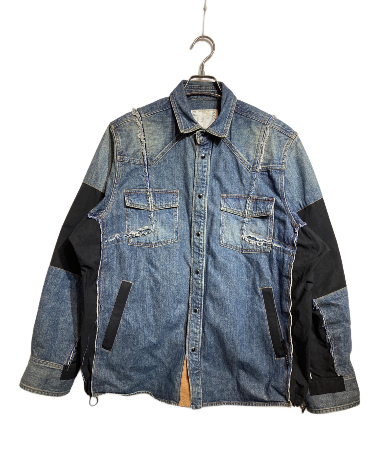 sacai 装飾　デニムシャツ 中古・古着通販】sacai (サカイ) 再構築デニムシャツ インディゴ