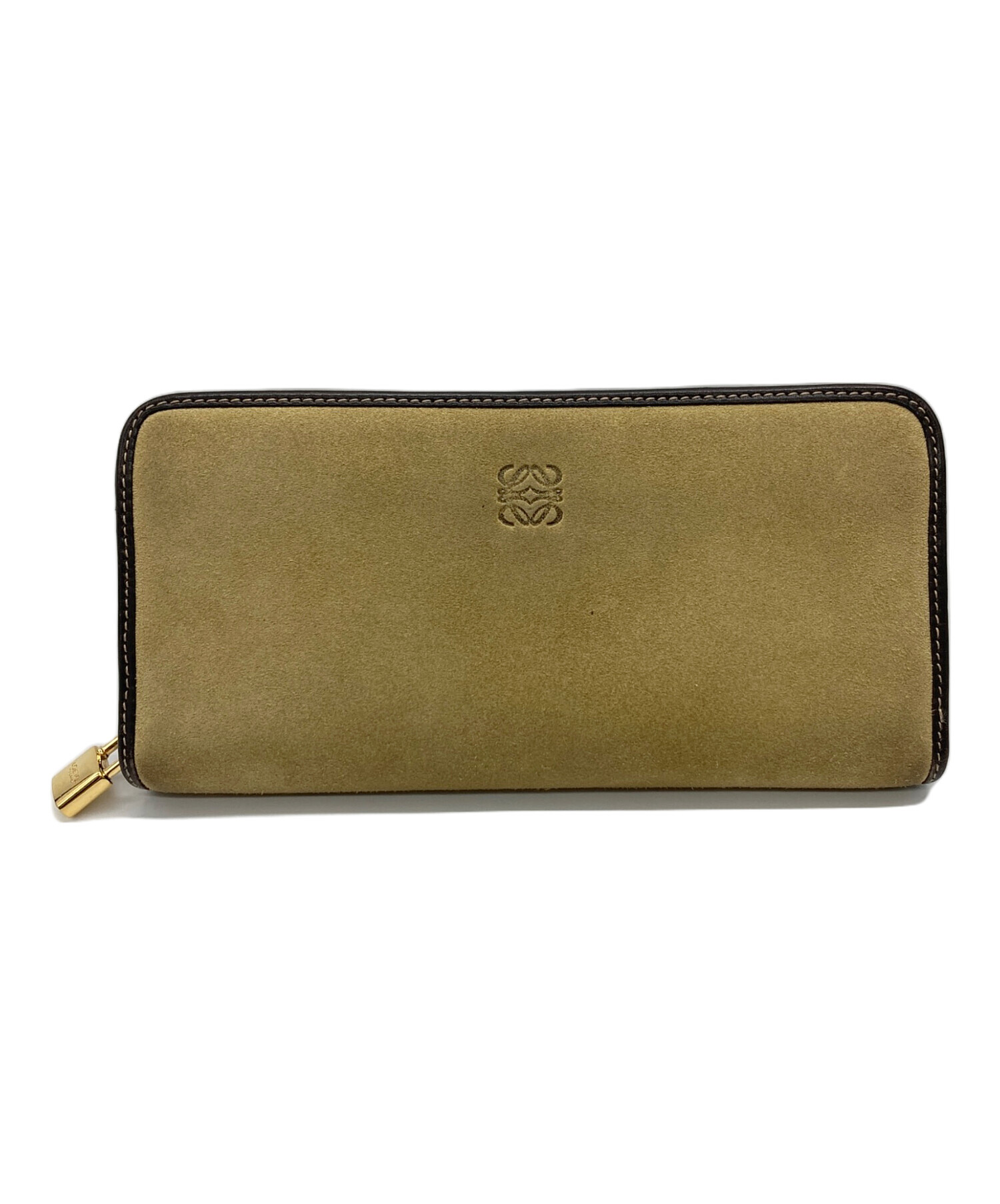中古・古着通販】LOEWE (ロエベ) スエードラウンドファスナー長財布 