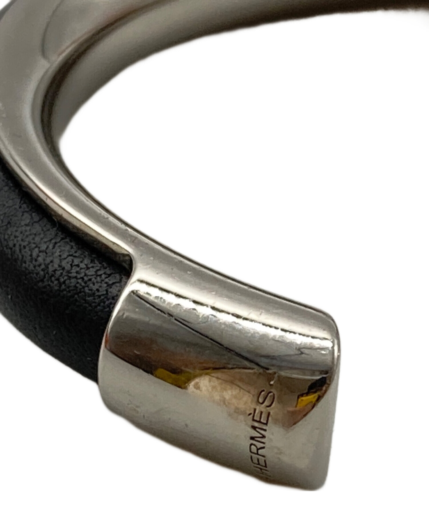 中古・古着通販】HERMES (エルメス) シルバー×レザーバングル シルバー