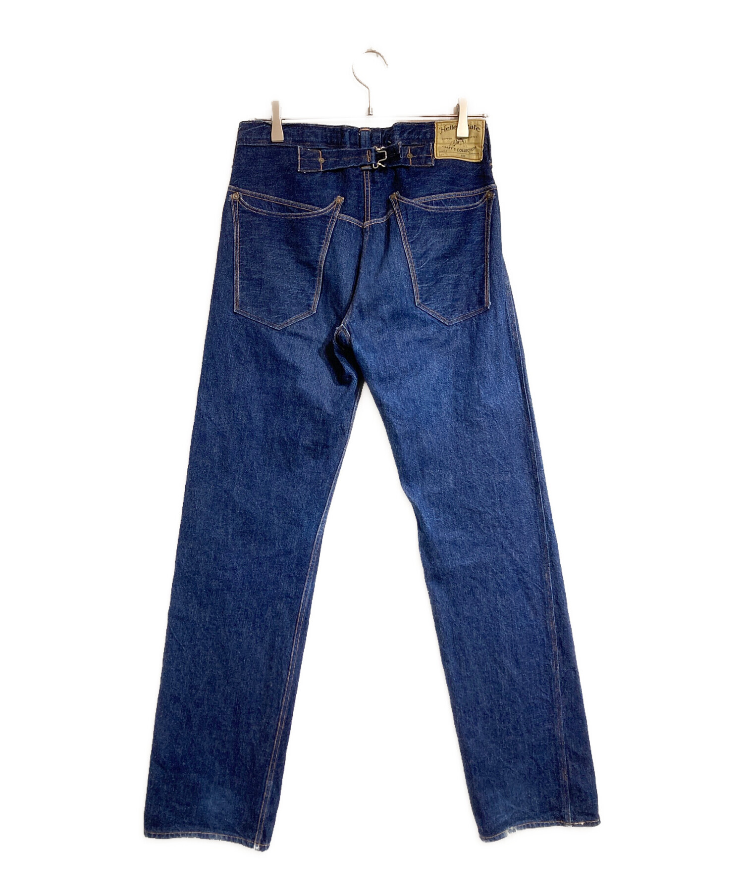 ウエアハウス ヘラーズカフェ シンチバックワークデニムパンツ濃いインディゴ 32 中古・古着通販】Heller's cafe (ヘラーズカフェ) シンチバックデニム