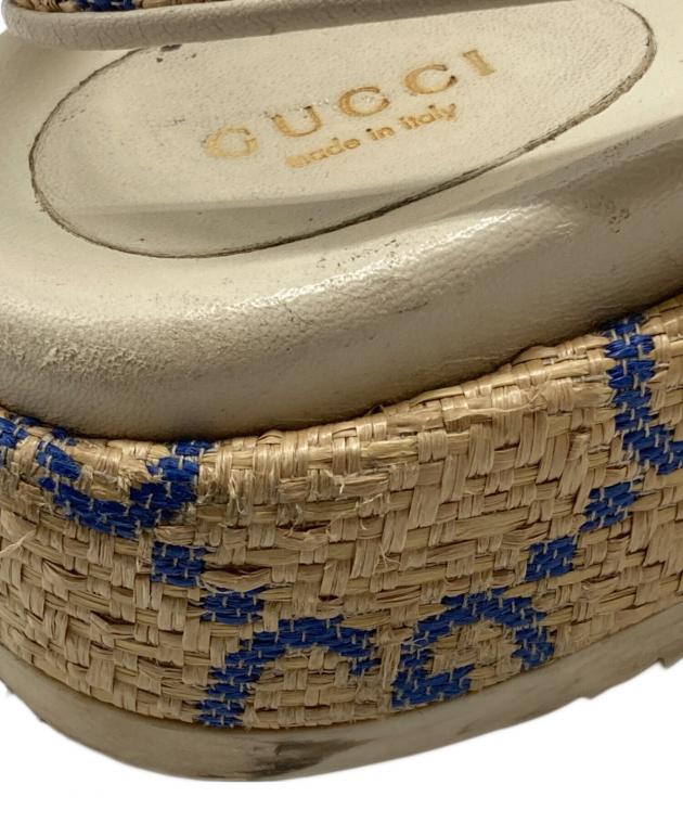 中古・古着通販】GUCCI (グッチ) GGプラットフォームラフィアサンダル