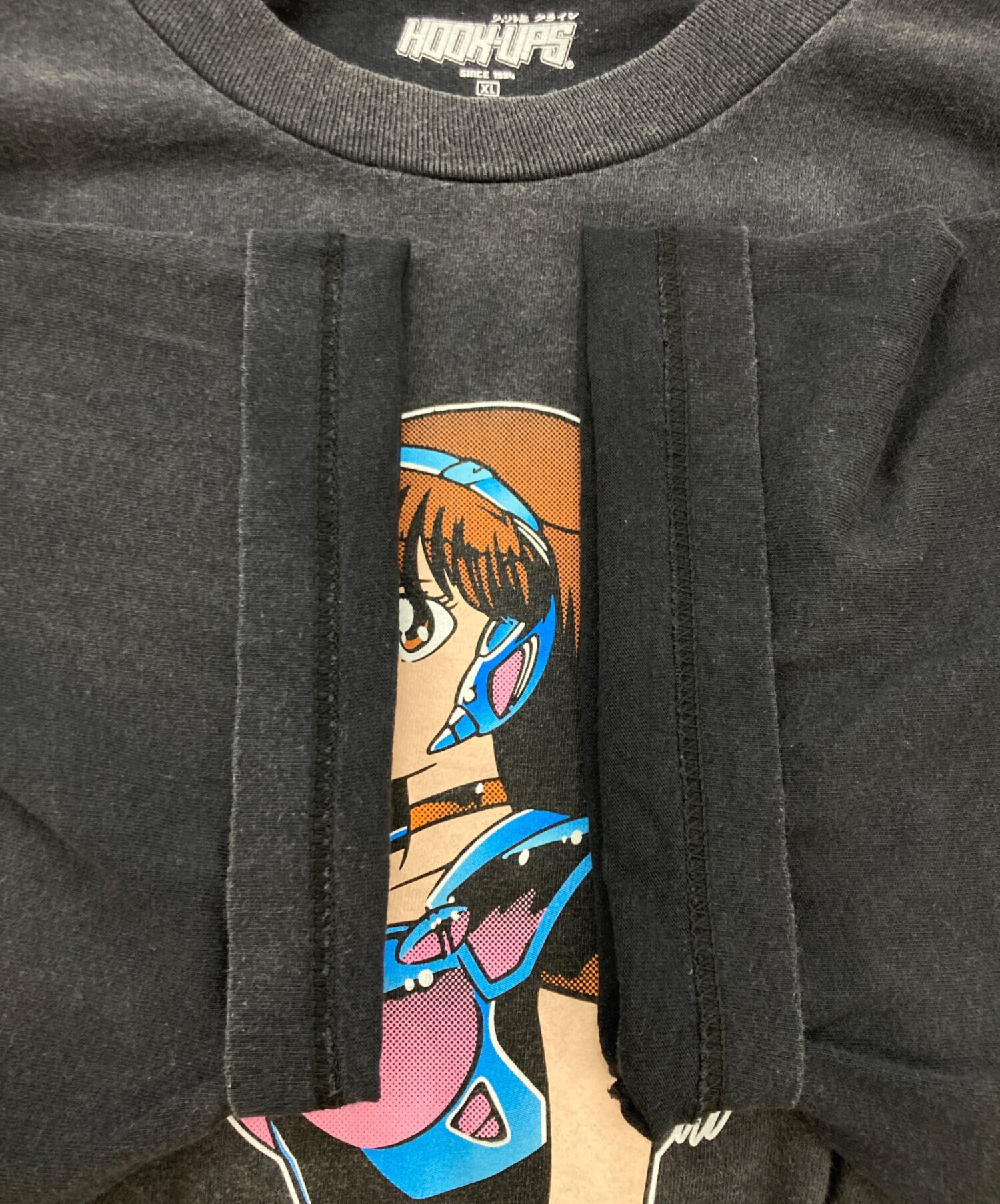 中古・古着通販】HOOK-UPS (フックアップス) プリントTシャツ ブラック 