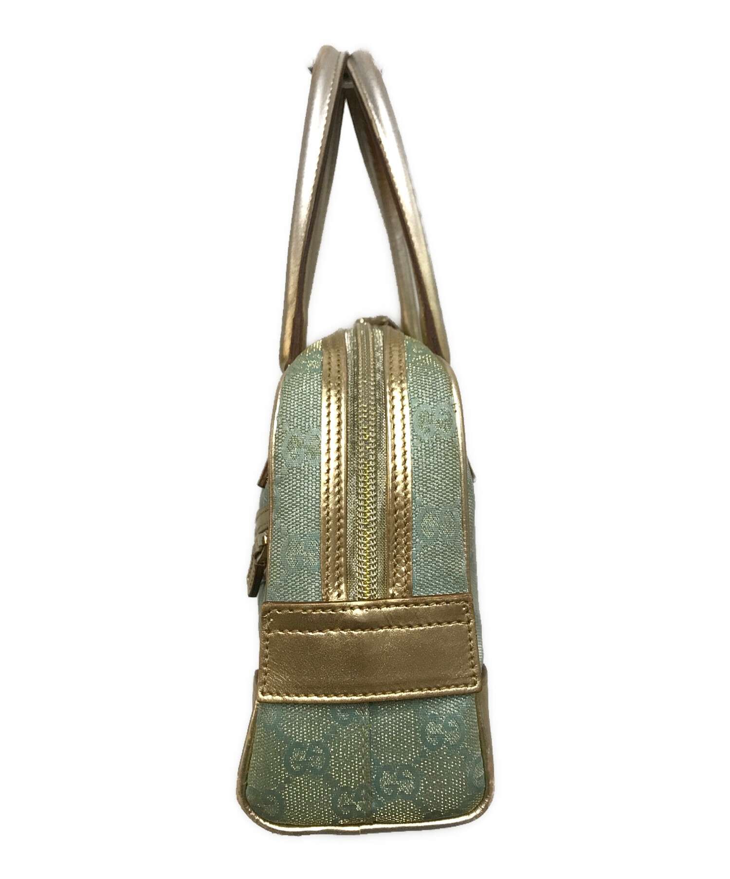 中古・古着通販】GUCCI (グッチ) ハンドバッグ ブルー×ゴールド 