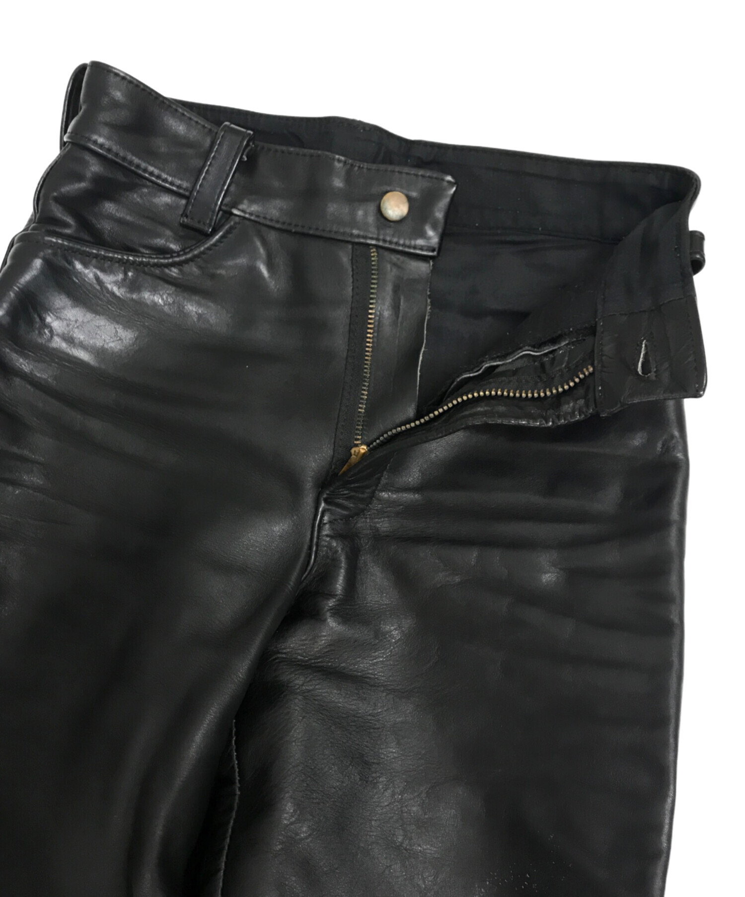 中古・古着通販】VANSON (バンソン) レザーパンツ ブラック サイズ