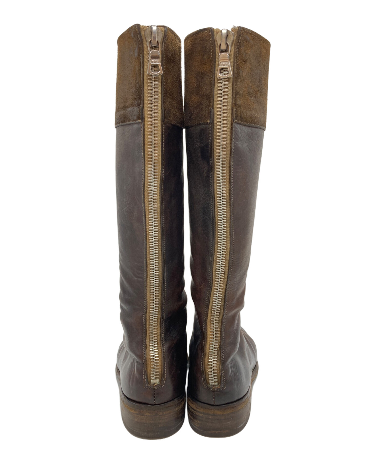 GUIDI ブーツ ブラウン 37 Guidi ジップフロント ブーツ | ブラウン | FARFETCH JP