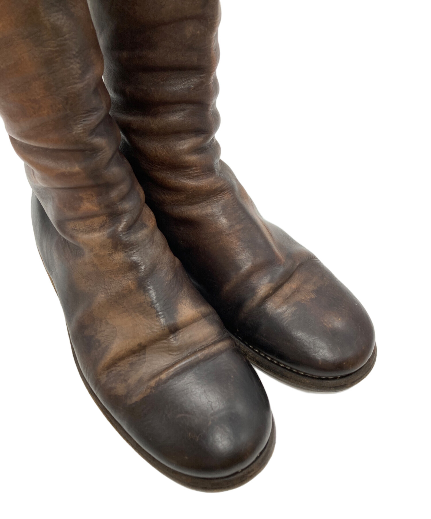 GUIDI ブーツ ブラウン 37 中古・古着通販】GUIDI (グイディ) バックジップロングブーツ ブラウン