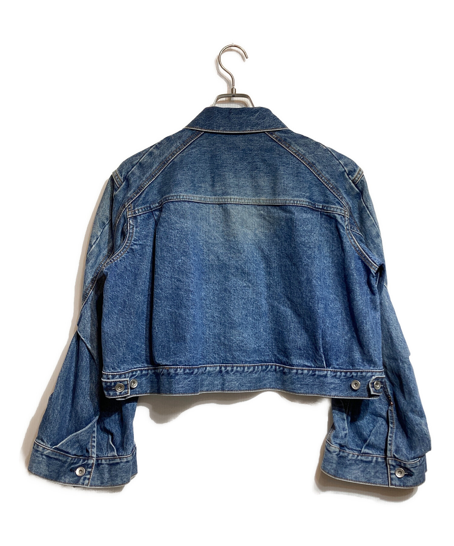 sacai サカイジップデザイン　フレアデニムジャケット Gジャン 中古・古着通販】sacai (サカイ) フレアスリーブクロップドデニム