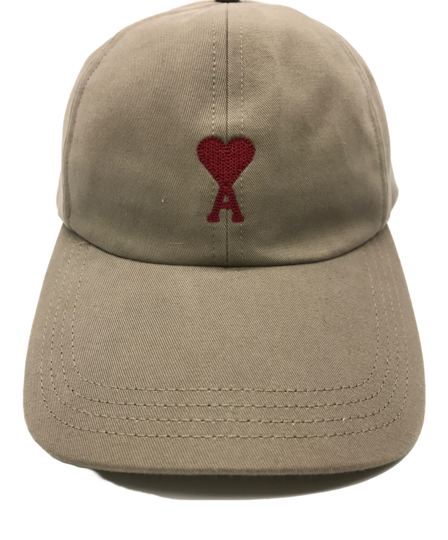 ami ベージュ キャップ ハート刺繍 中古・古着通販】ami (アミ) ハートロゴ刺繍ベースボールキャップ