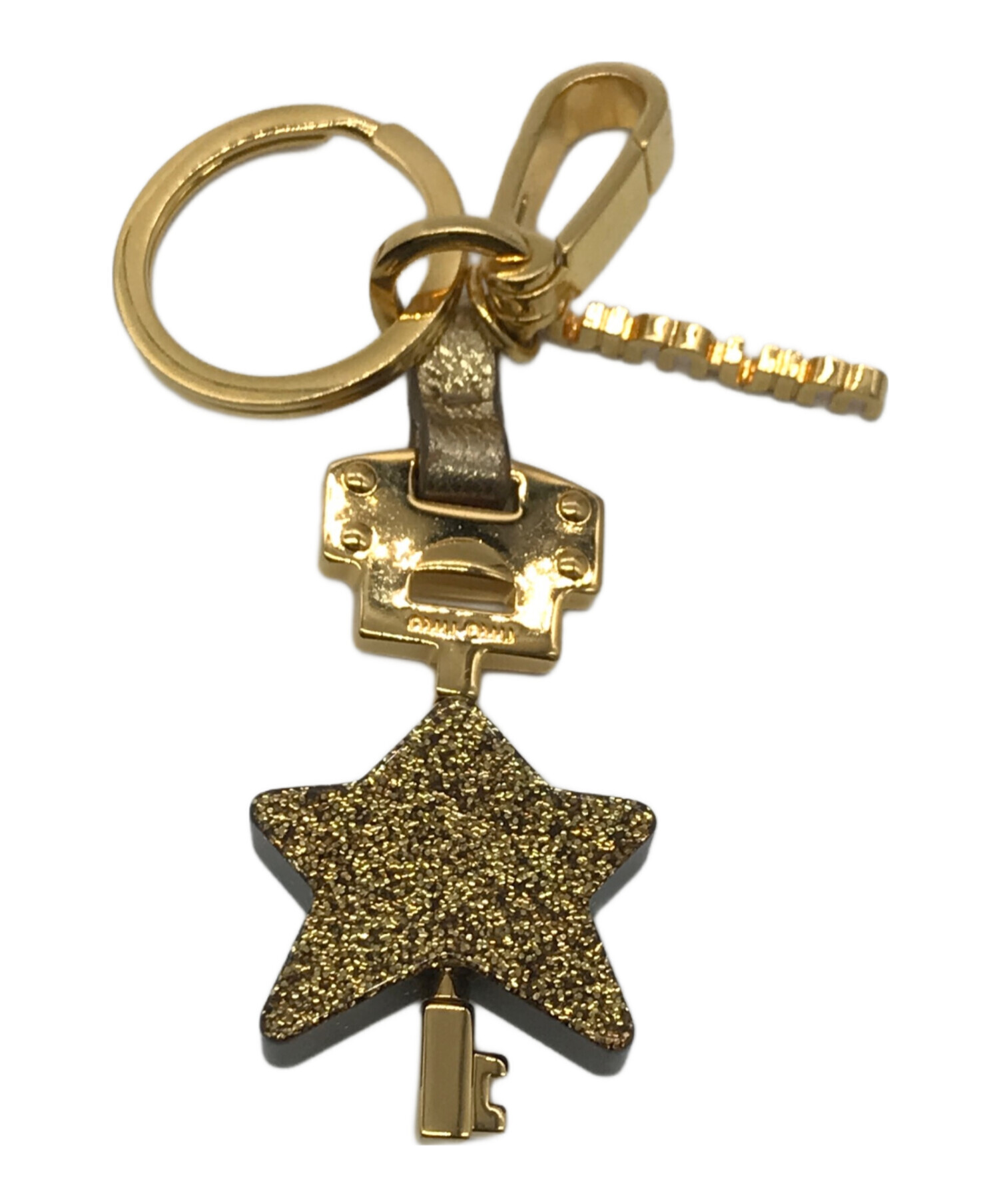 miu miu ゴールド キーホルダー 中古・古着通販】MIU MIU (ミュウミュウ) スターラメバックチャーム