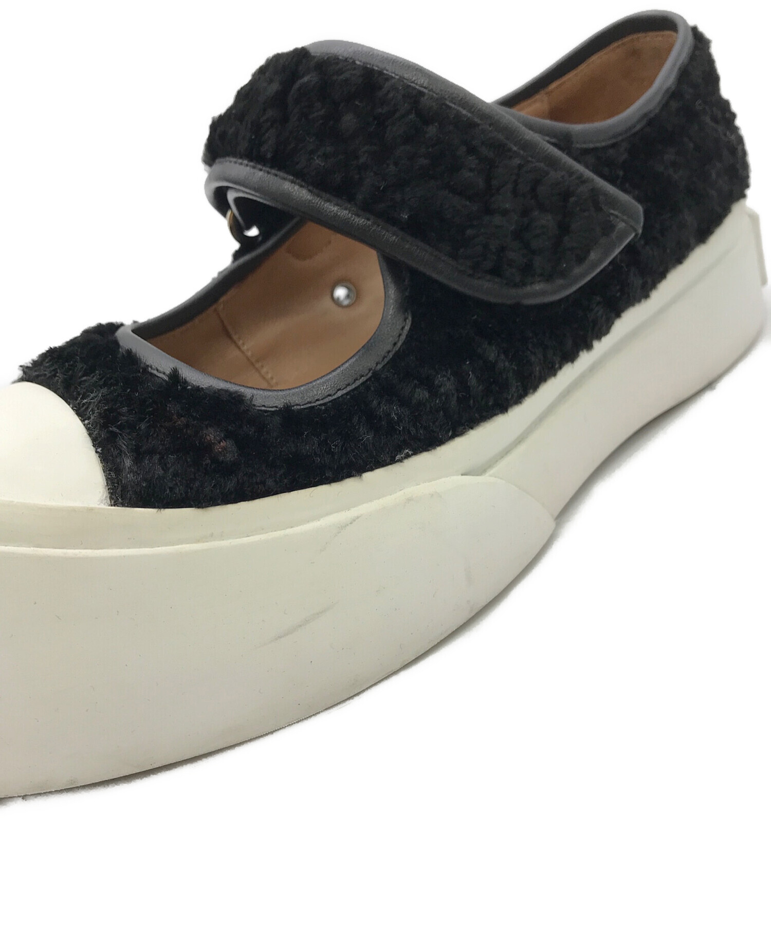 MARNI ボア ミュール サイズ40 BLACK MARNI ボア ミュール スリッポンBLACK