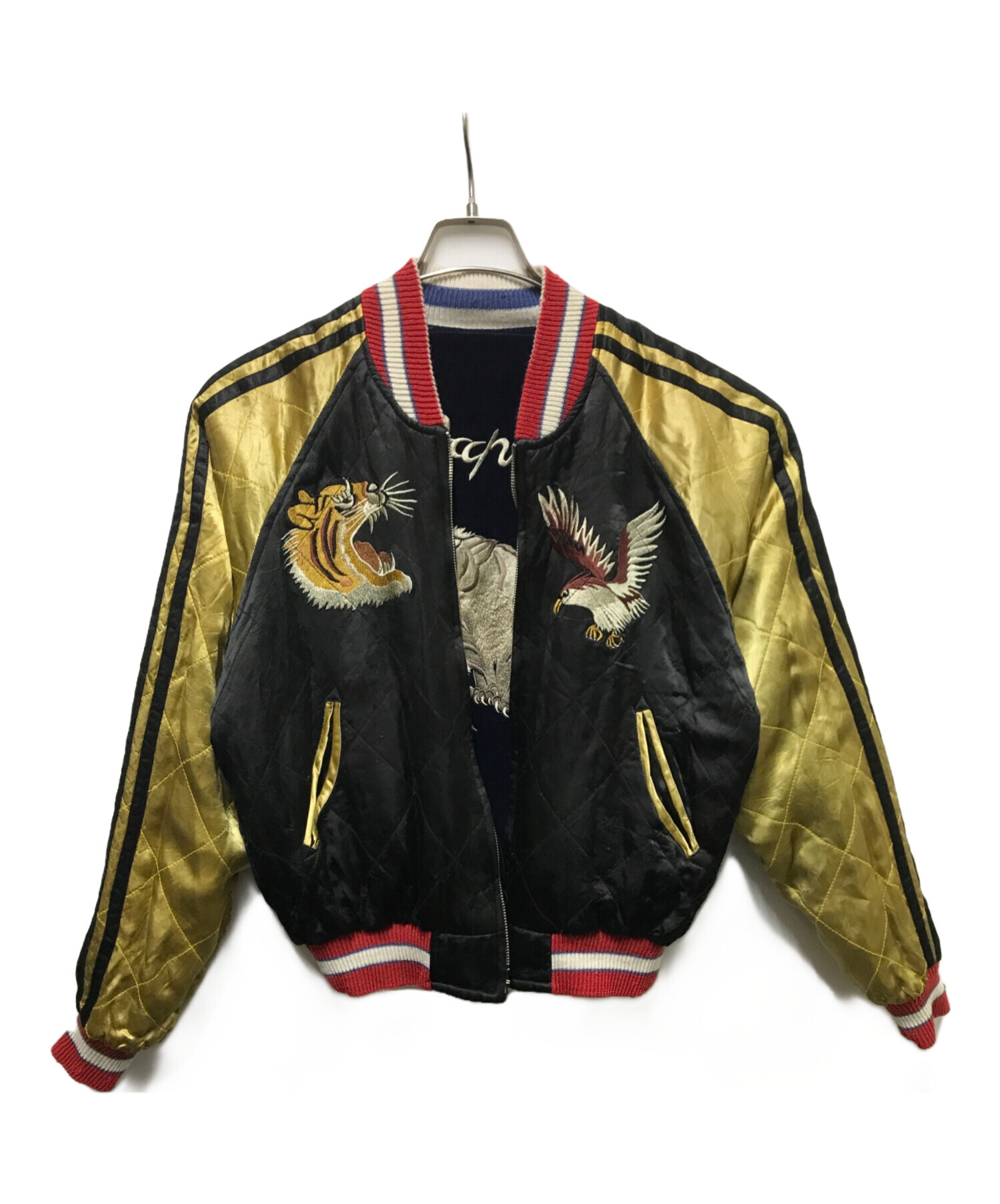 【Switch】別珍 スカジャン サイズM リバーシブ　古着　うさぎ柄　龍 中古・古着通販】SWITCH (スイッチ) 別珍虎龍スカジャン ブラック