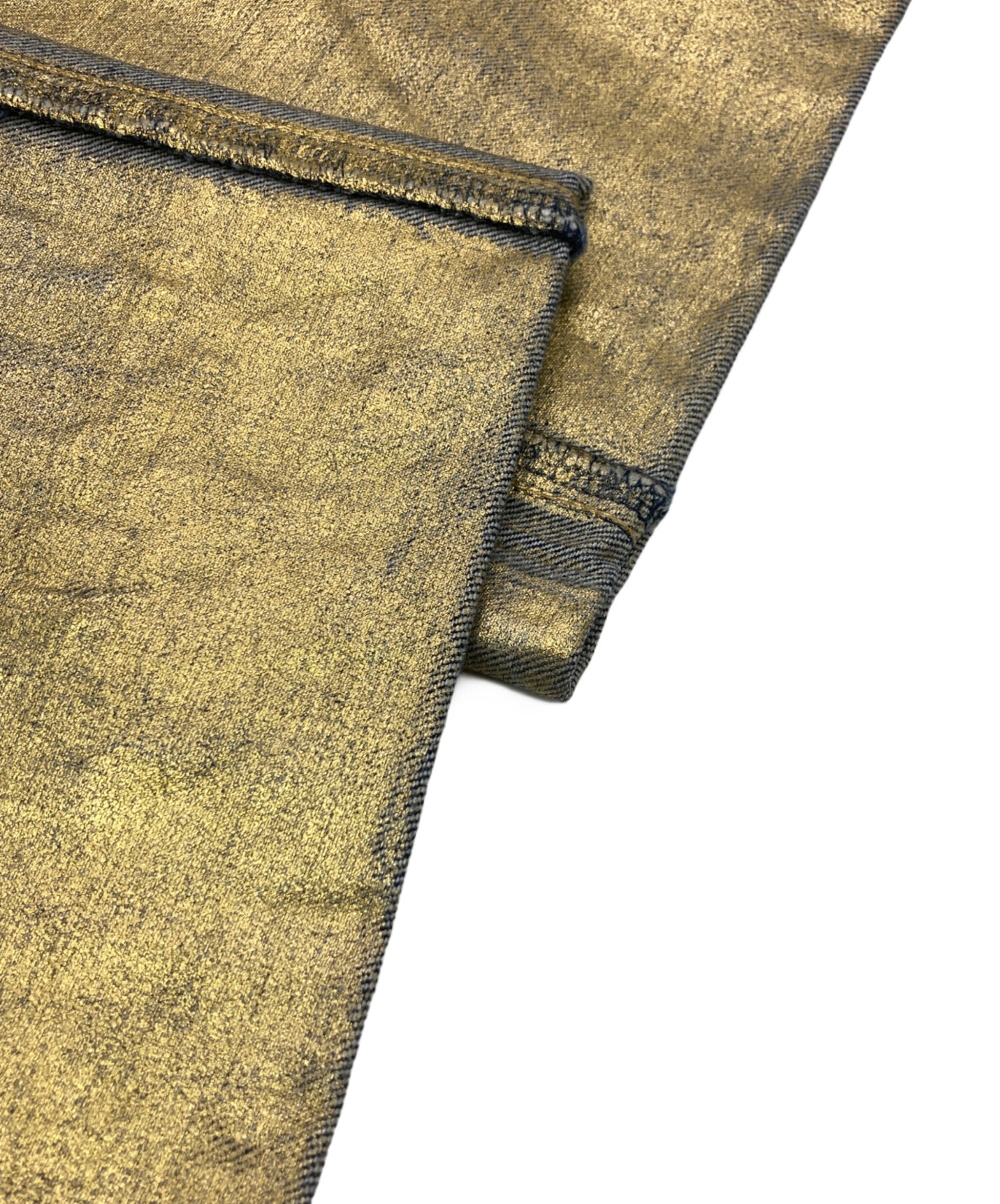 【未使用✨】MECRE/メクル　ロールアップコーティング デニム　ゴールド 中古・古着通販】MECRE (メクル) ロールアップコーティングデニム