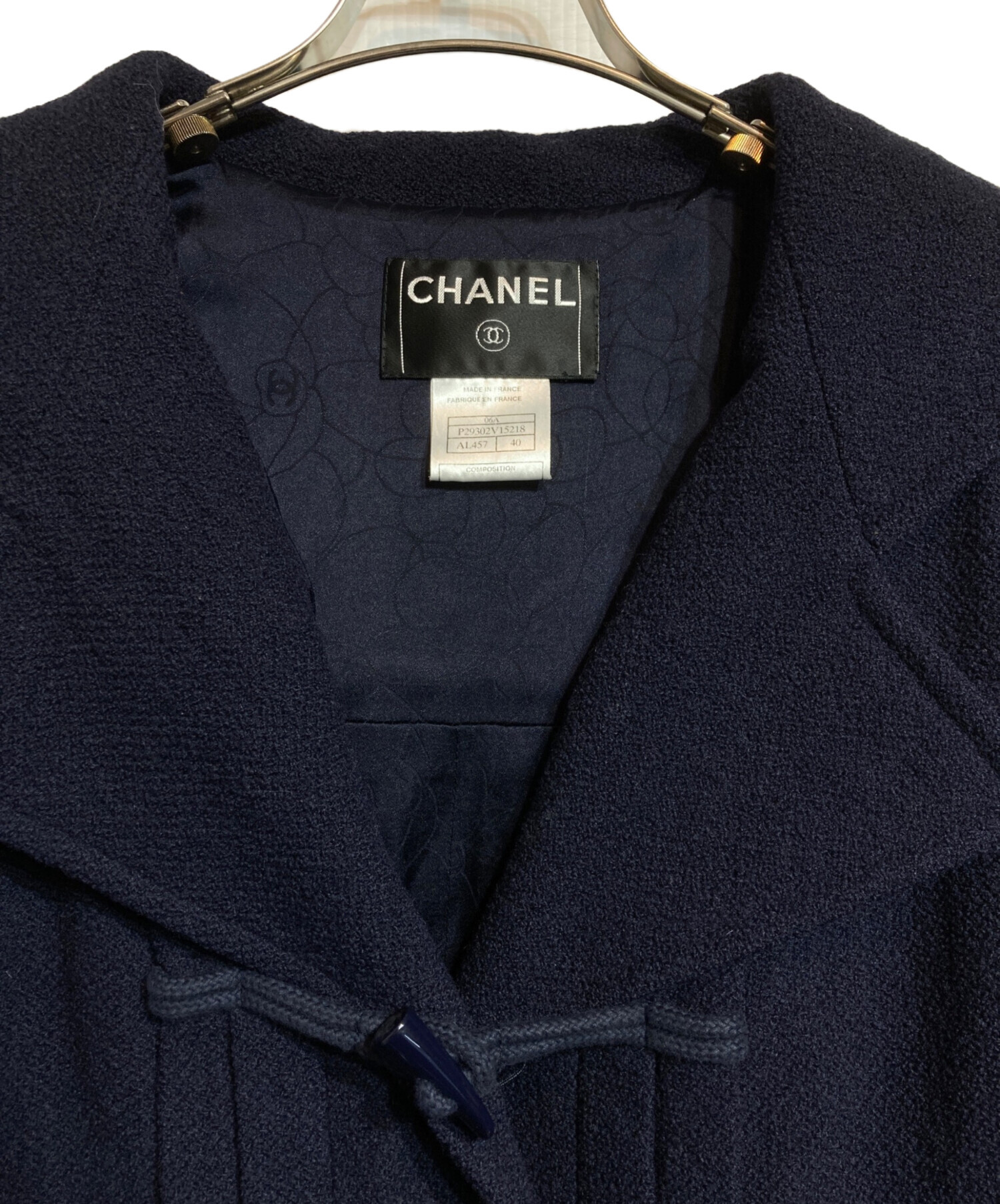 中古・古着通販】CHANEL (シャネル) ショートダッフルコート ネイビー