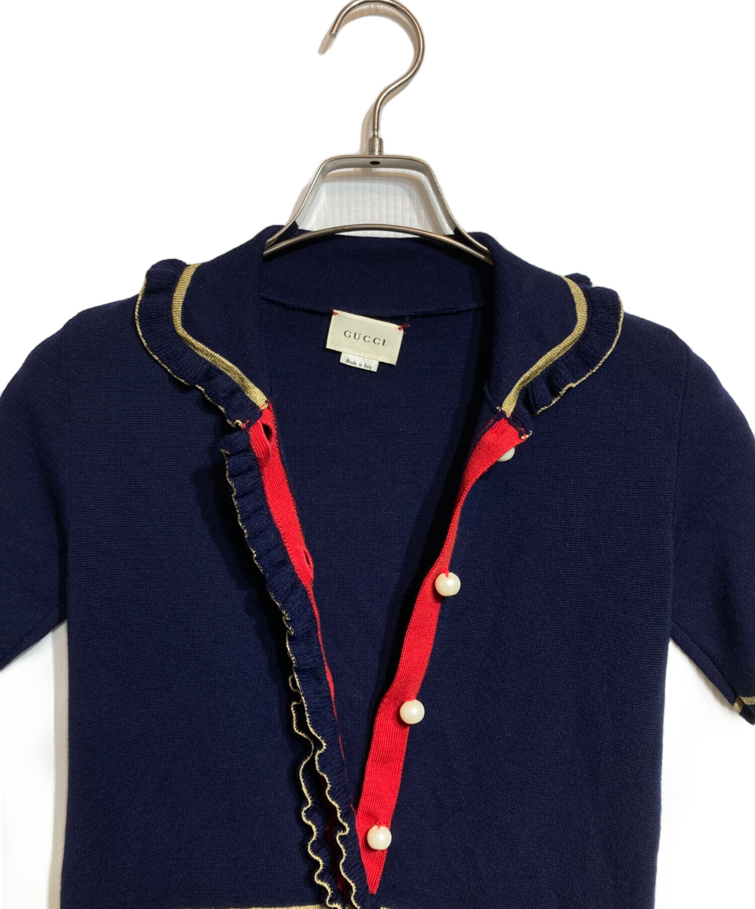 中古・古着通販】GUCCI (グッチ) パール釦ニットワンピース/半袖