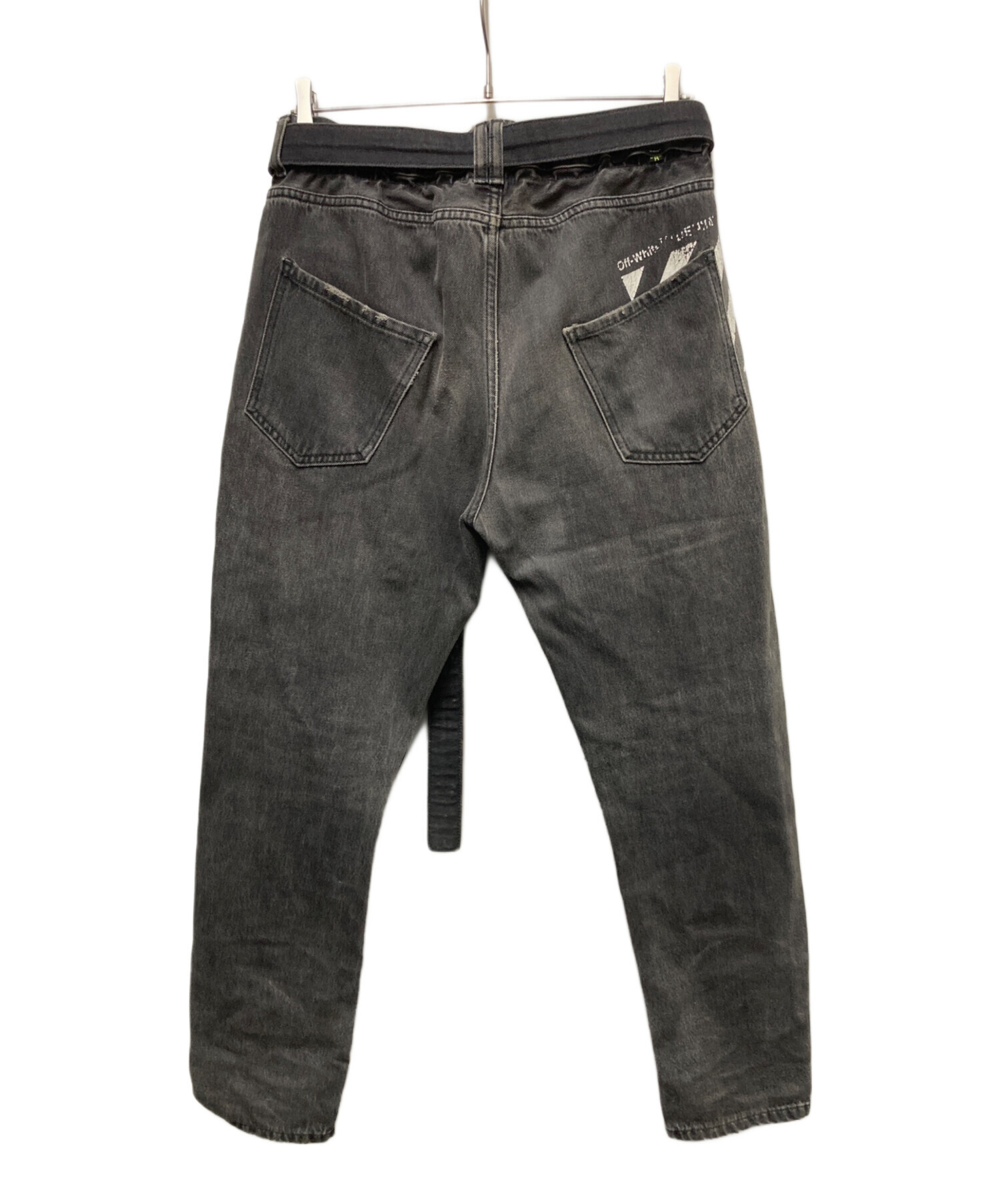 中古・古着通販】OFFWHITE (オフホワイト) Black Distressed Denim 