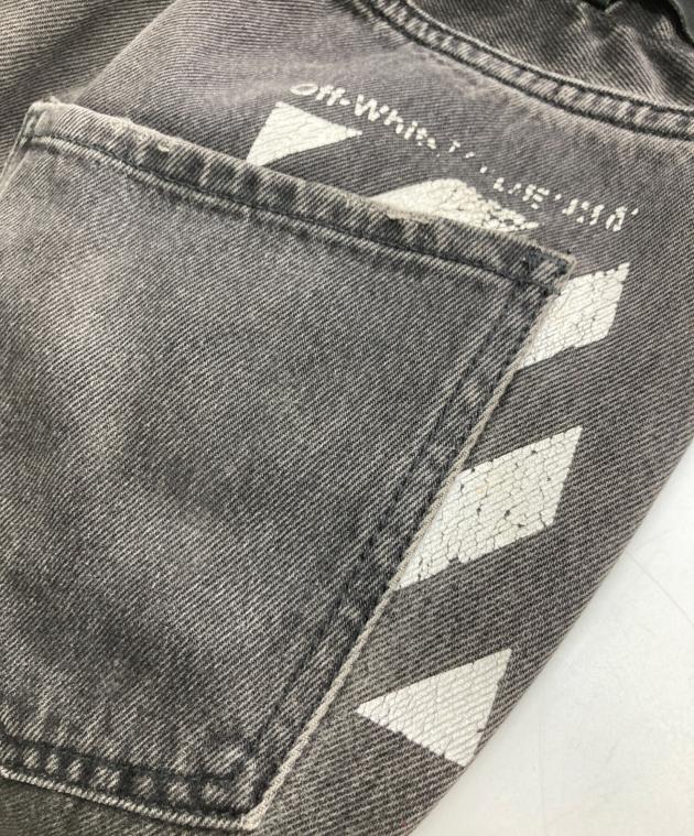 OFF-WHITE ブラックデニム MAIN LABEL 32インチ 中古・古着通販】OFFWHITE (オフホワイト) Black Distressed Denim