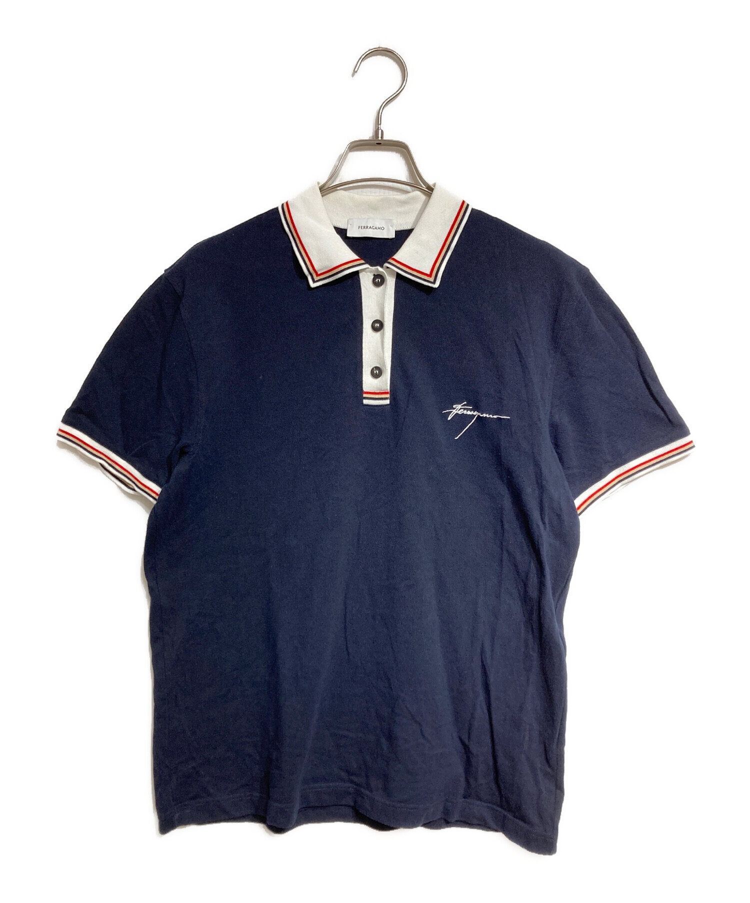 中古・古着通販】Ferragamo (フェラガモ) ポロシャツ ネイビー サイズ