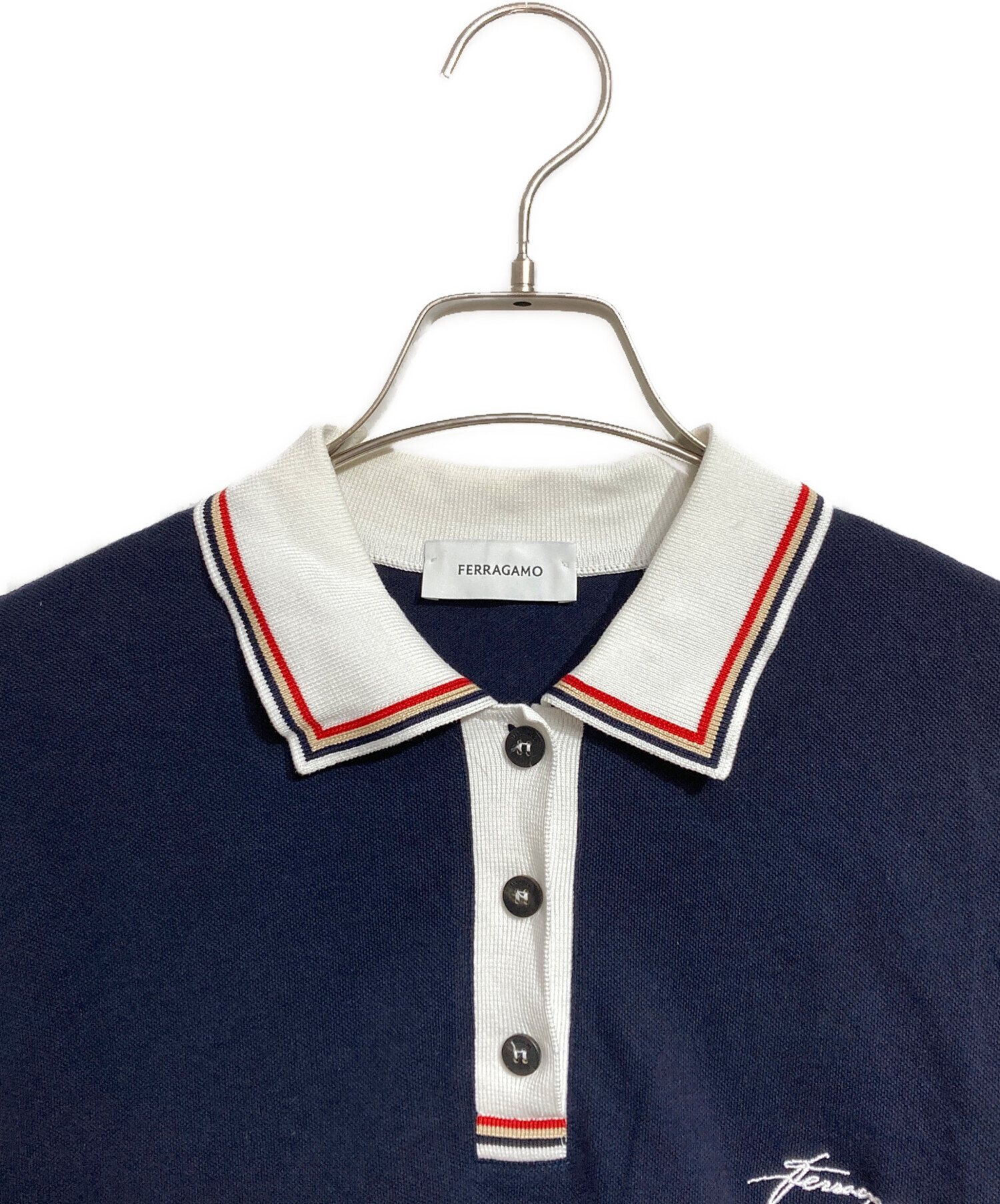 中古・古着通販】Ferragamo (フェラガモ) ポロシャツ ネイビー サイズ