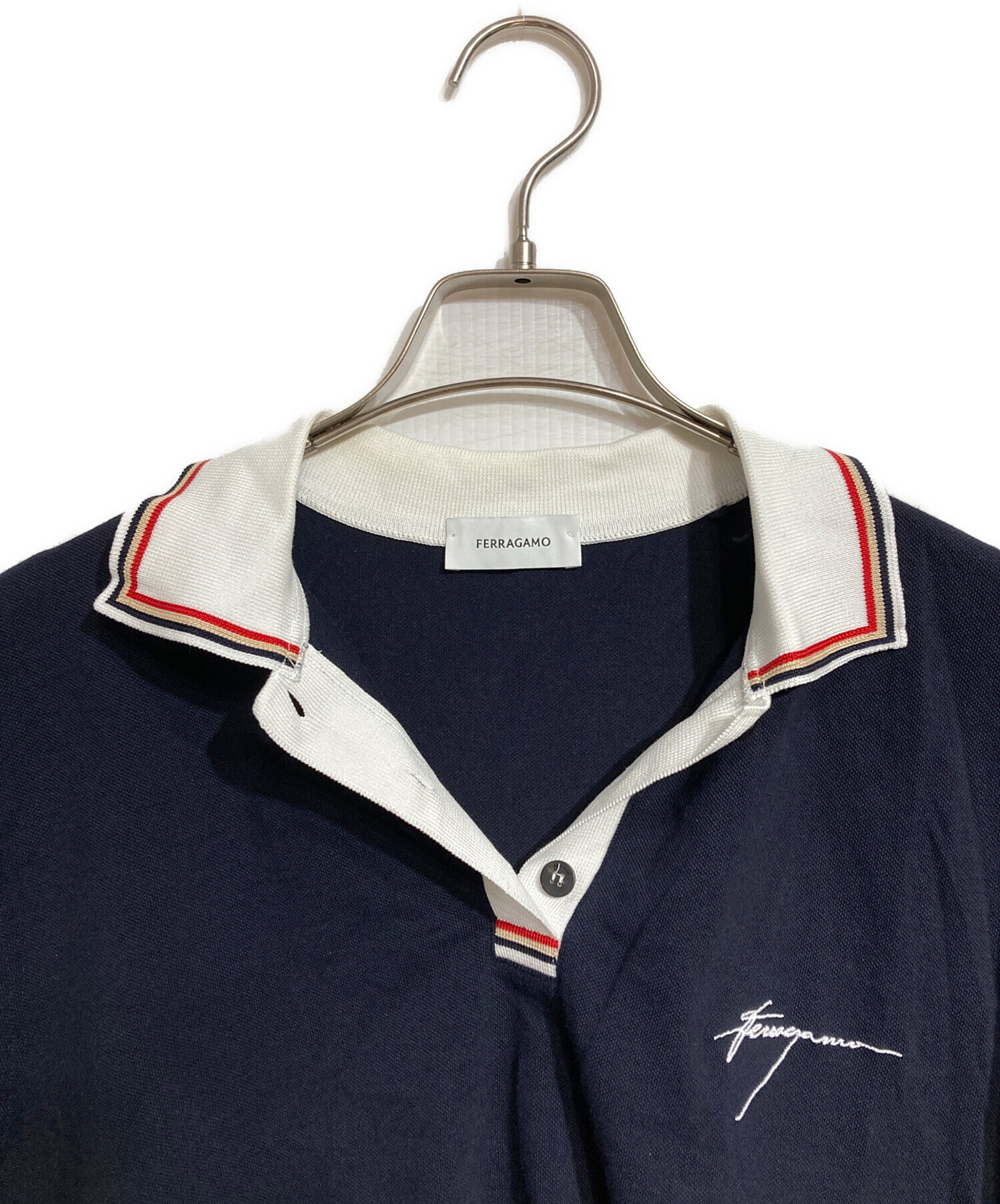 中古・古着通販】Ferragamo (フェラガモ) ポロシャツ ネイビー サイズ