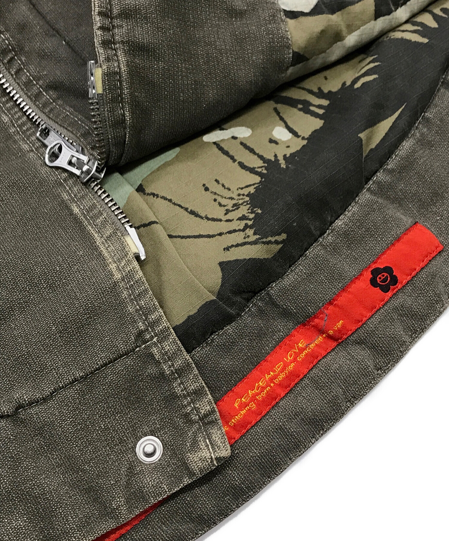 激レア GRIFFIN グリフィン 総柄 ミリタリー M-65 モッズコート 中古・古着通販】GRIFFIN (グリフィン) デザインモッズコート カーキ