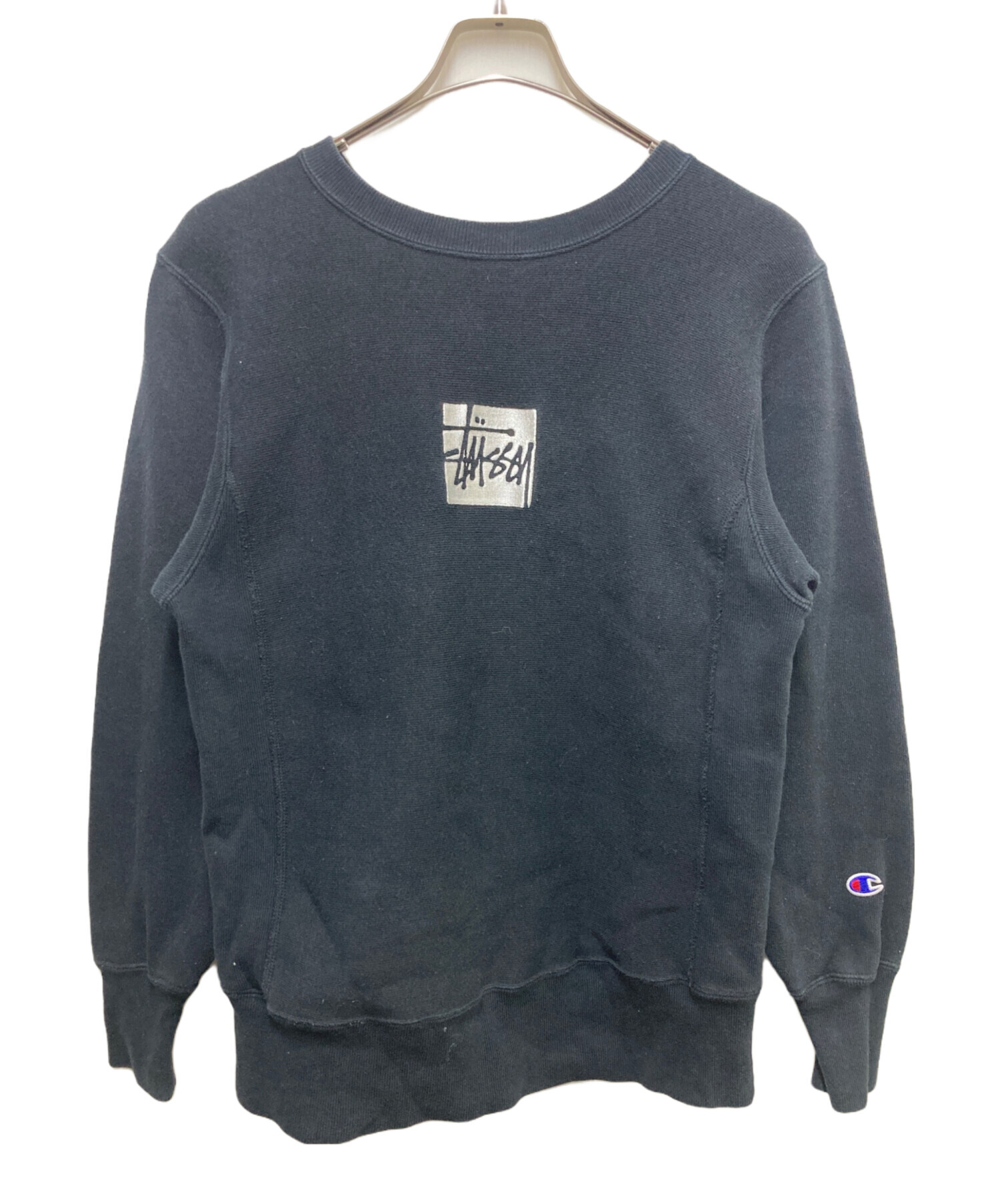 Stussy Champion グレー スウェット M Champion × STUSSY ◇ 刺繍ロゴ スウェットシャツ グレー Mサイズ
