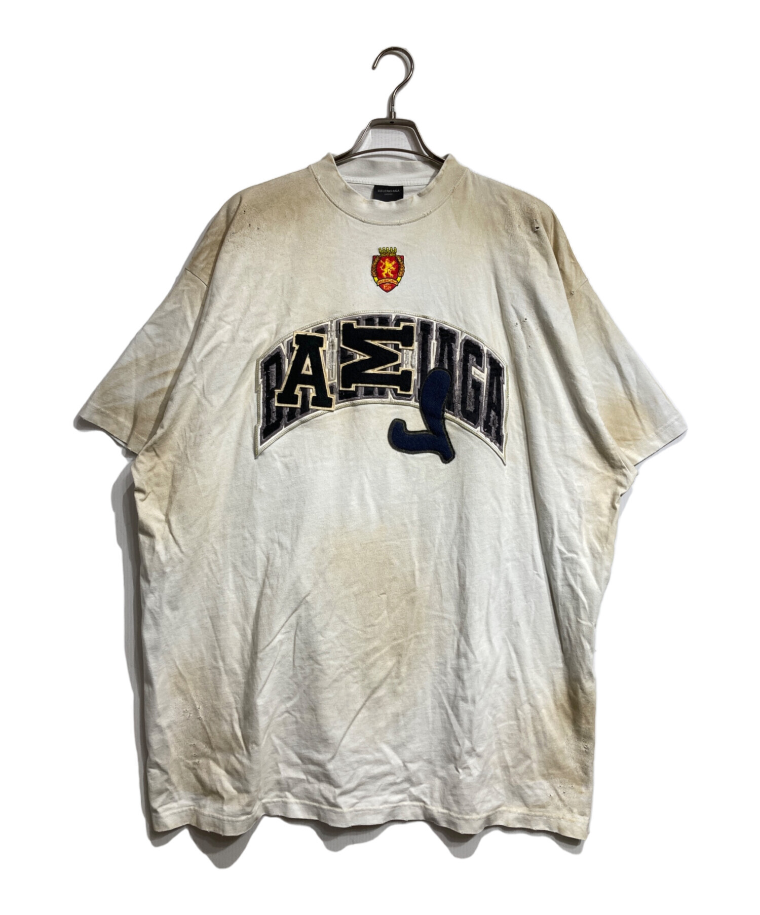 BALENCIAGA バレンシアガ/オーバーサイズクラッシュ加工ロゴTシャツ/ABランク/92【中古】 中古・古着通販】BALENCIAGA (バレンシアガ) ロゴクラッシュ加工ロング