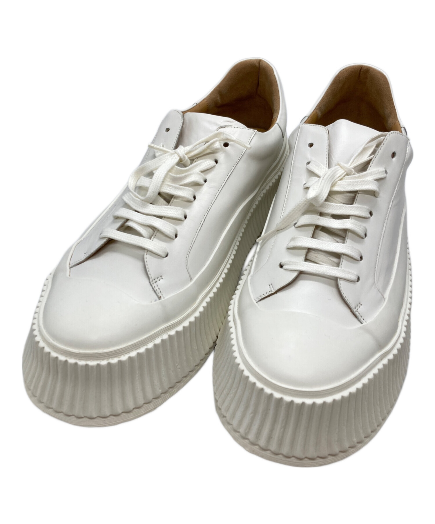 【美品】JILSANDER ジルサンダー プラットフォーム スニーカー ホワイト 中古・古着通販】JIL SANDER (ジルサンダー) プラットフォーム