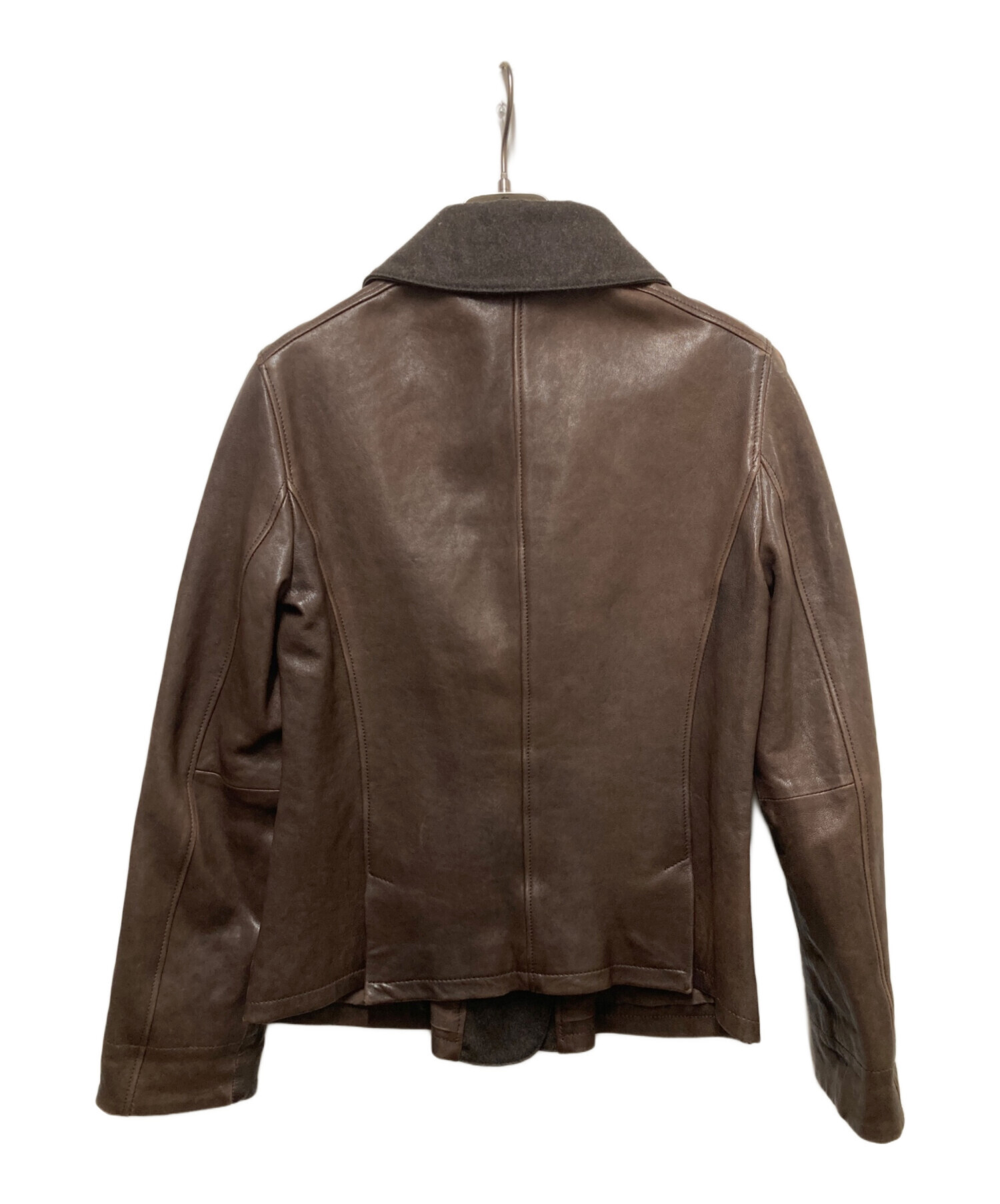 アルマーニ　ARMANI　シングルライダース　レザー　ジャケット　M ブラウン 中古・古着通販】ARMANI COLLEZIONI (アルマーニ コレツィオーニ