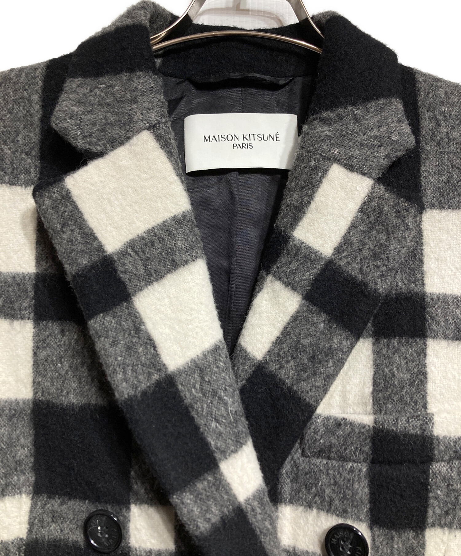 中古・古着通販】maison kitsune (メゾンキツネ) チェックダブルコート