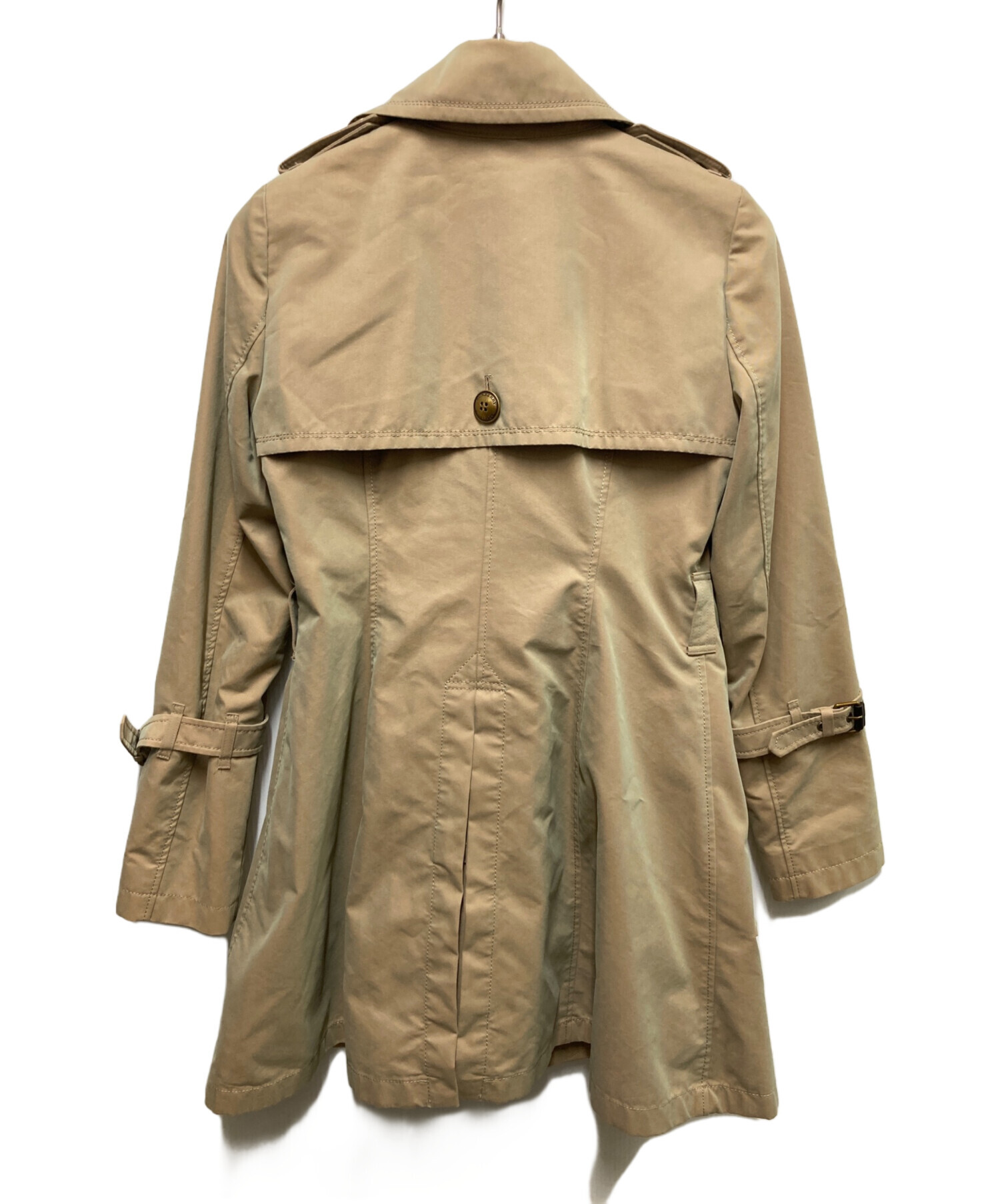 バーバリーブルーレーベル ノバチェック裏地付き トレンチコート ベージュ 牛革 バーバリーブルーレーベル ノバチェック裏地付き トレンチコート