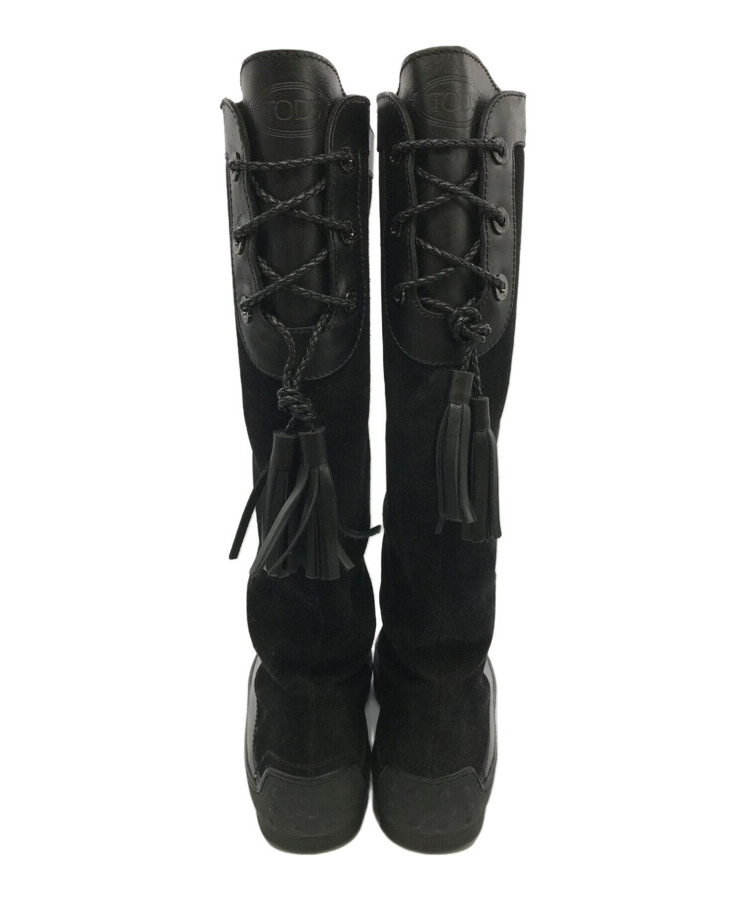 中古・古着通販】TOD'S (トッズ) スエード切替ロングブーツ ブラック