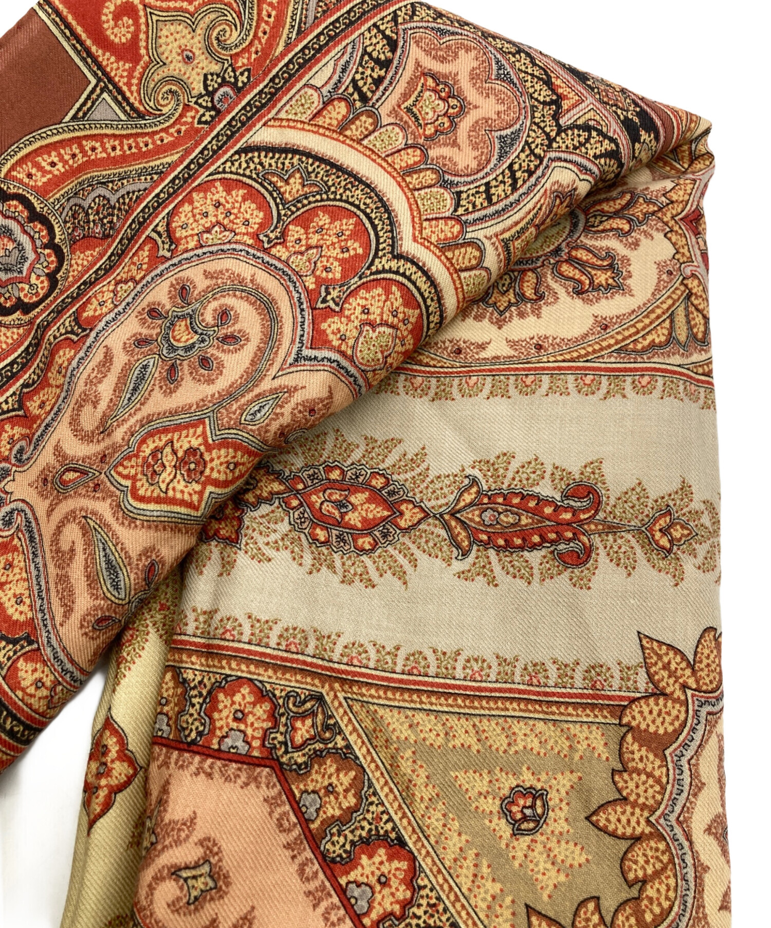 中古・古着通販】ETRO (エトロ) ペイズリー大判スカーフ ブラウン