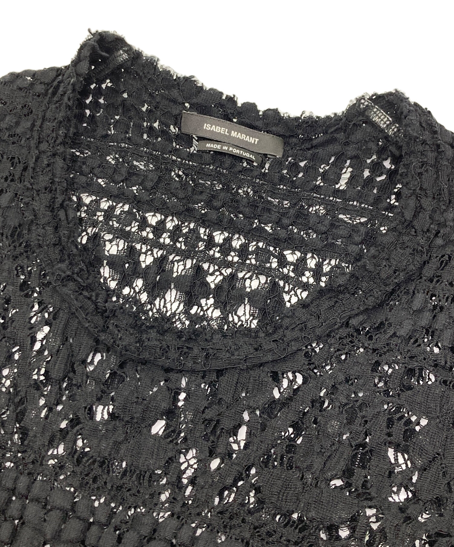ISABEL MARANT レーストップス 黒 シースルー 花柄 中古・古着通販】ISABEL MARANT (イザベルマラン) レースロング