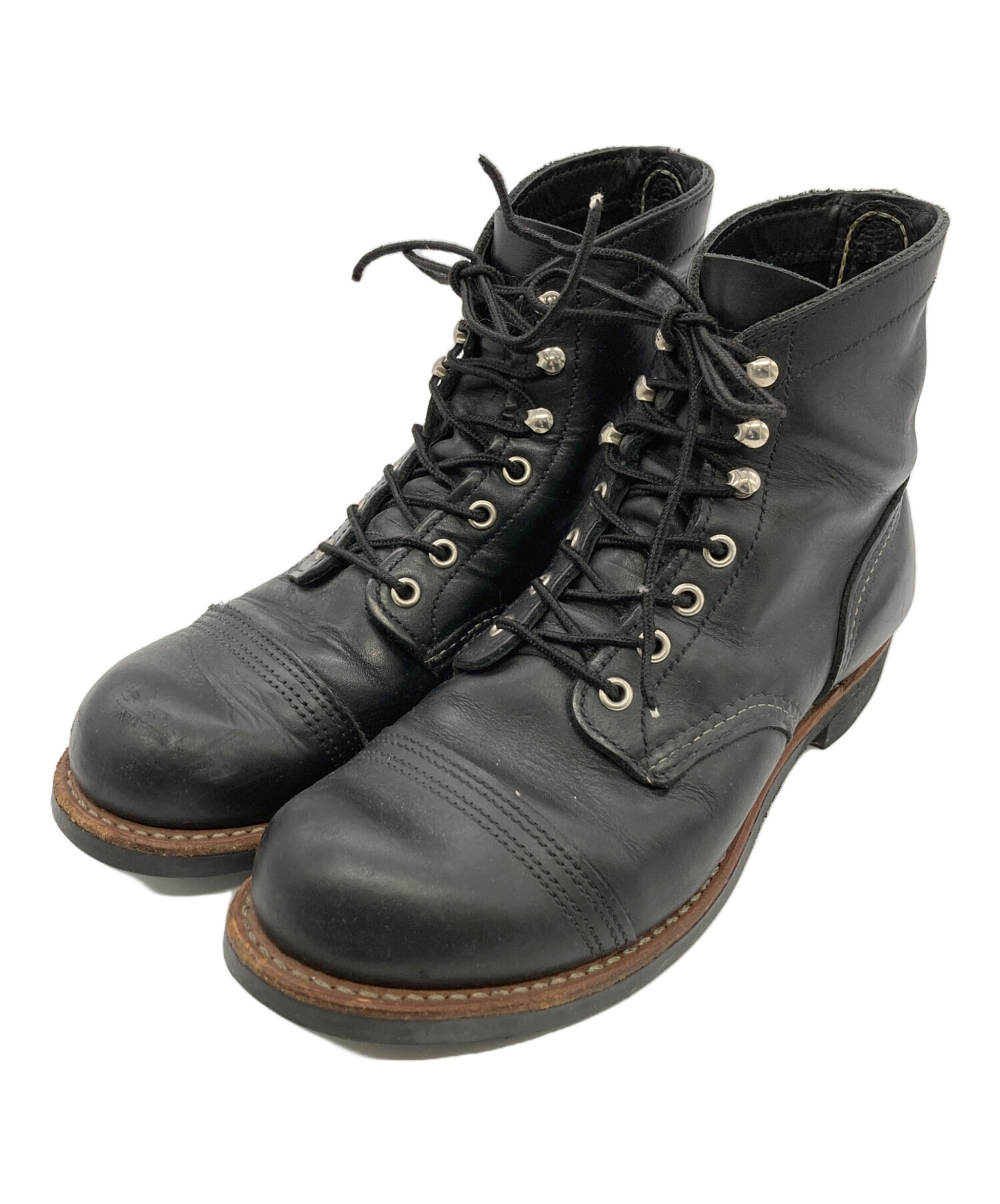 REDWING レッドウィング ブーツ US7 1/2(25.5cm位) 黒 【古着】【中古】 中古・古着通販】RED WING (レッドウィング) IRON RANGER ブラック