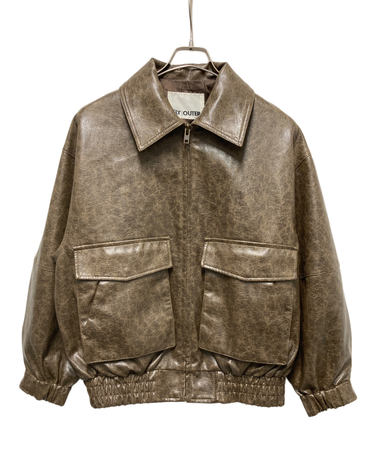 中古・古着通販】SLY (スライ) FAUX LEATHER ZIP UPブルゾン ブラウン 